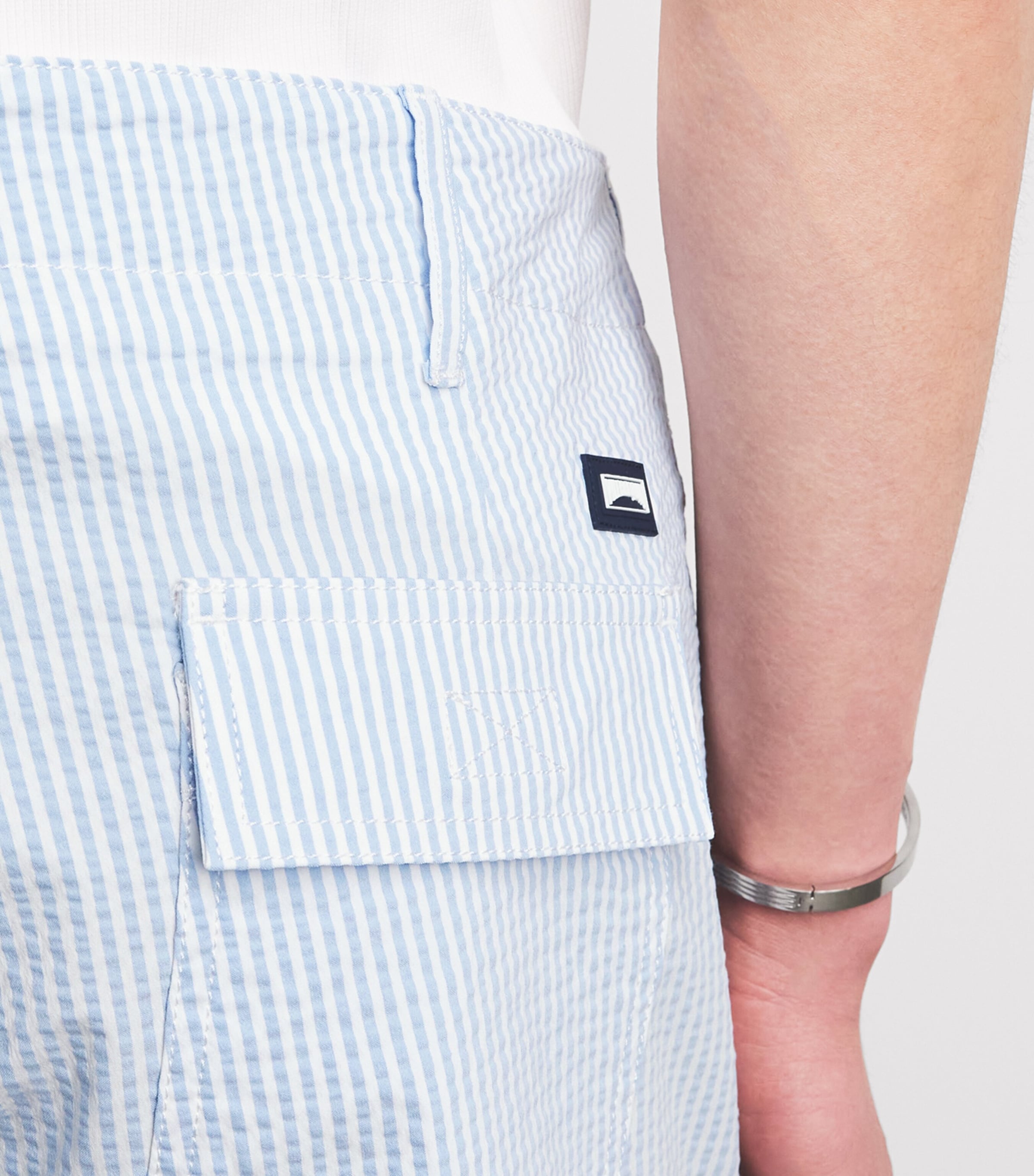 Vilebrequin Mens Seersucker Stripe Bermuda Shorts Cloudy Image 3