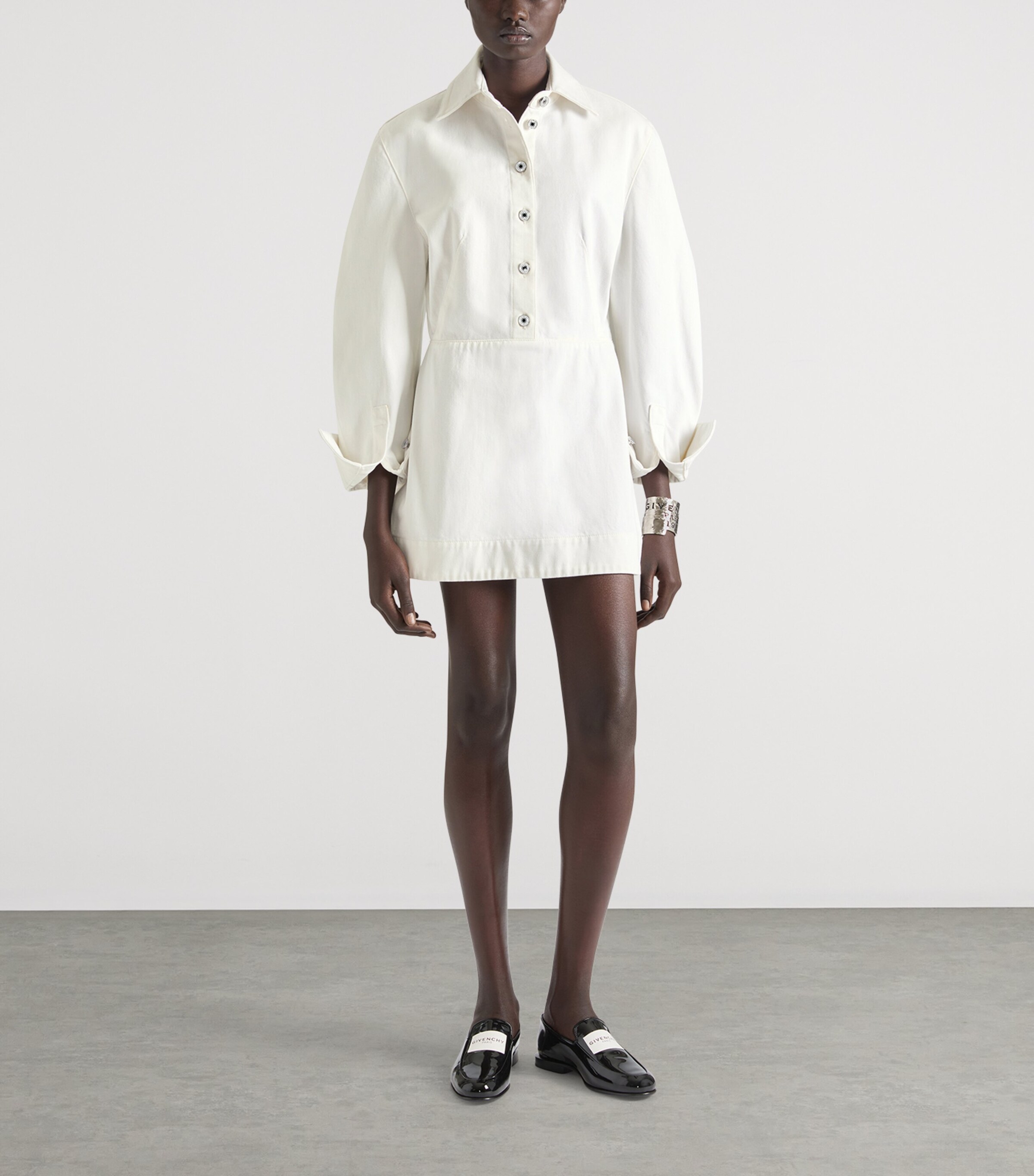 Givenchy Womens Cocoon Denim Mini Dress Off White Image 2
