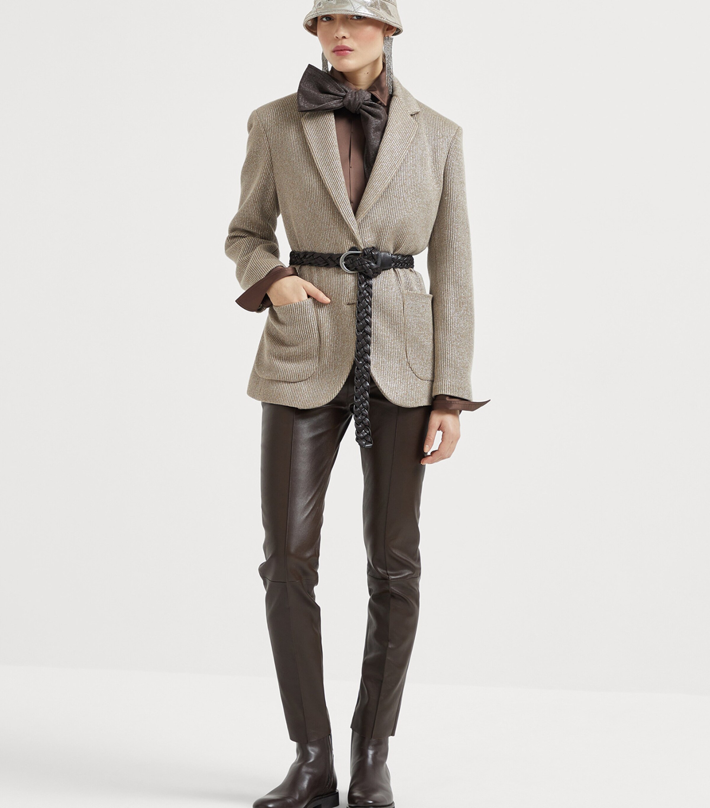 Brunello Cucinelli Womens Stretch-Silk Satin Shirt Image 4