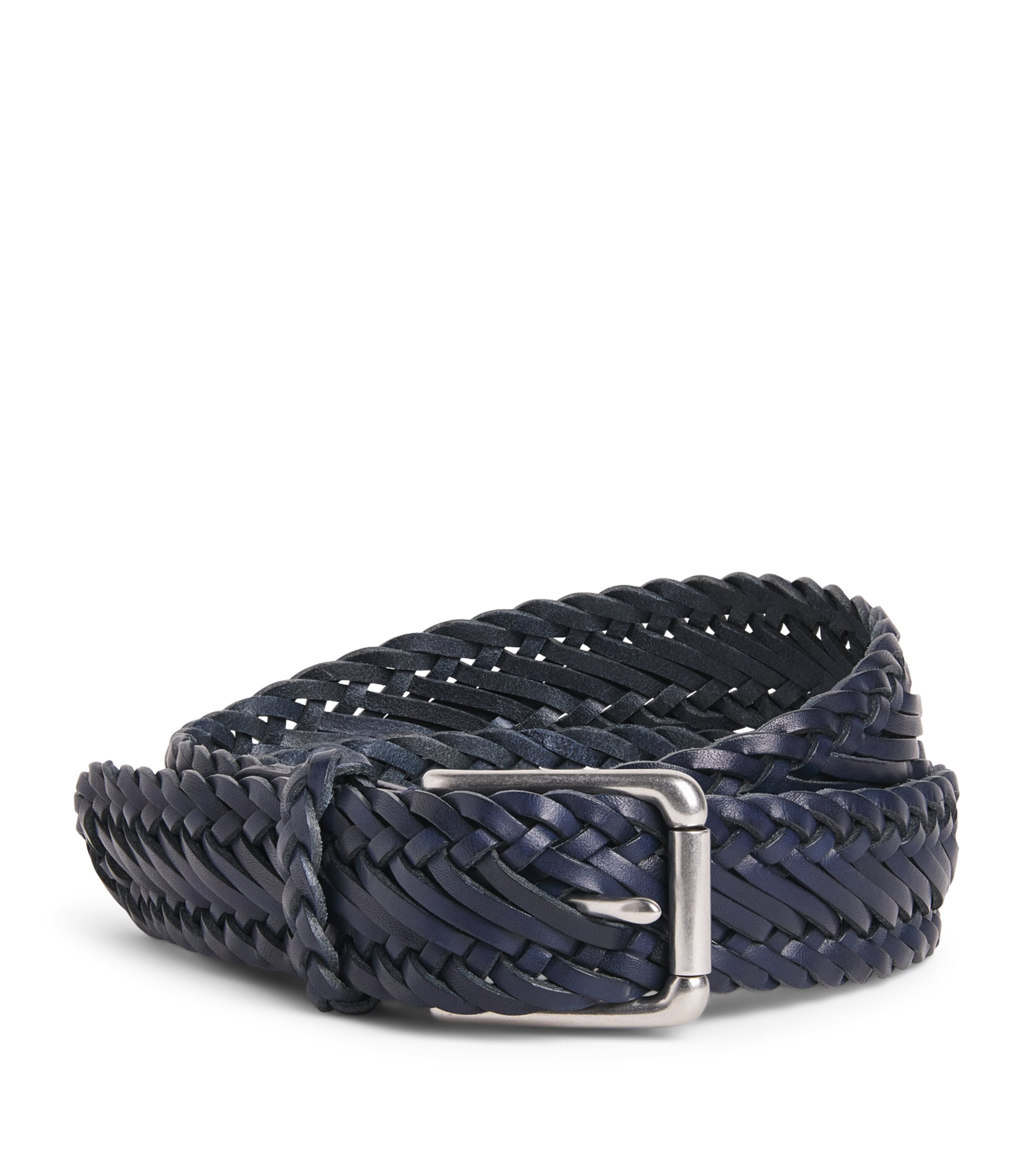 Ralph Lauren ♡ネイビー レザーベルト Ralph Lauren Purple Label Navy Leather Braided Belt | Harrods US
