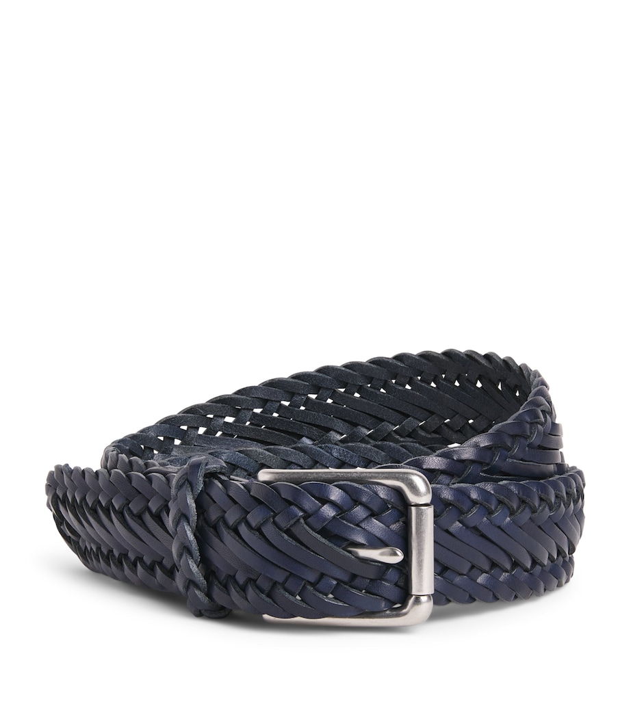 Ralph Lauren Purple Label Leather Braided Belt Clssic Chairman Navy Image 1