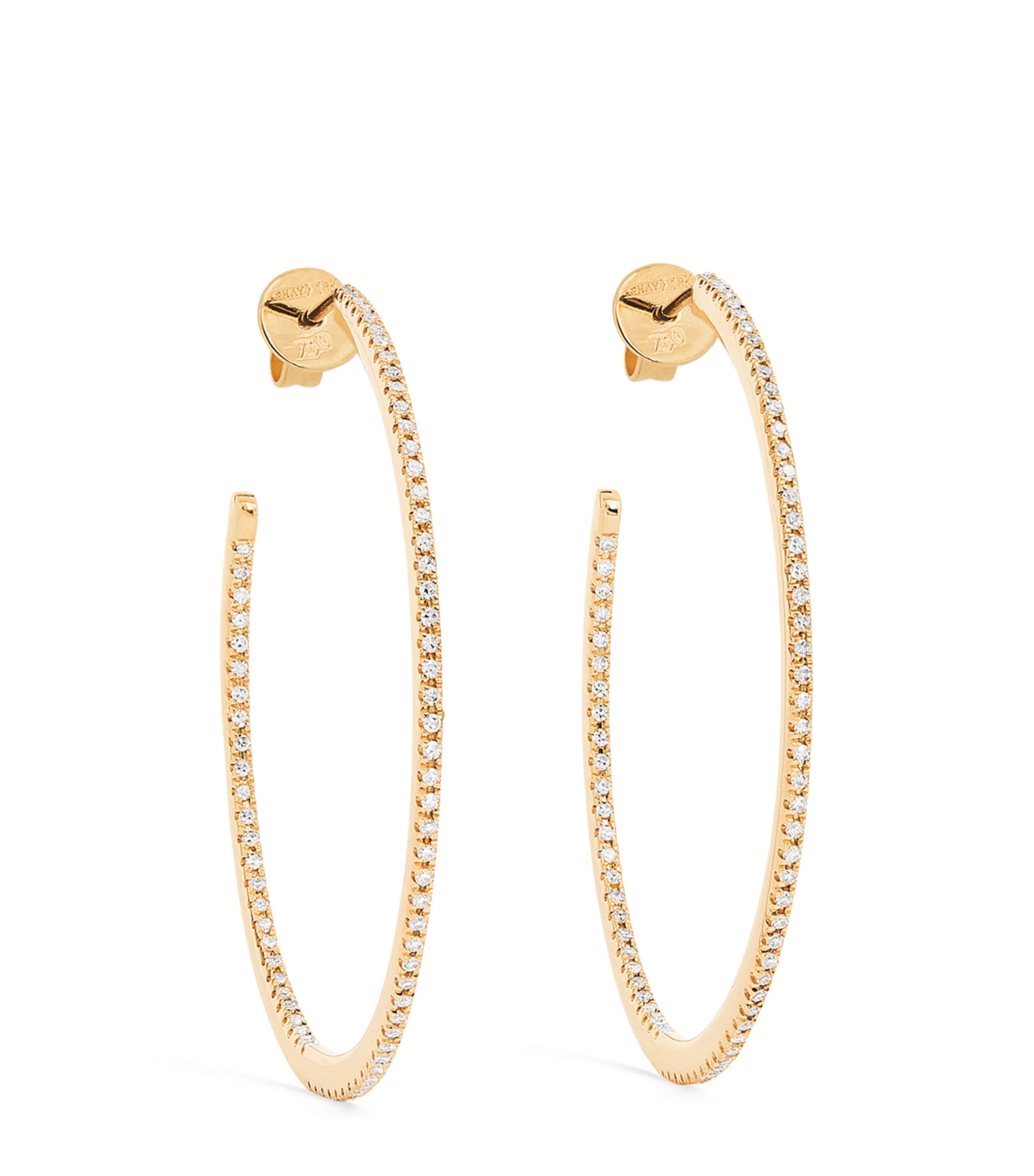 Yellow Gold and Diamond Pavé Hoop Earrings YELLOW GOLD Image 1