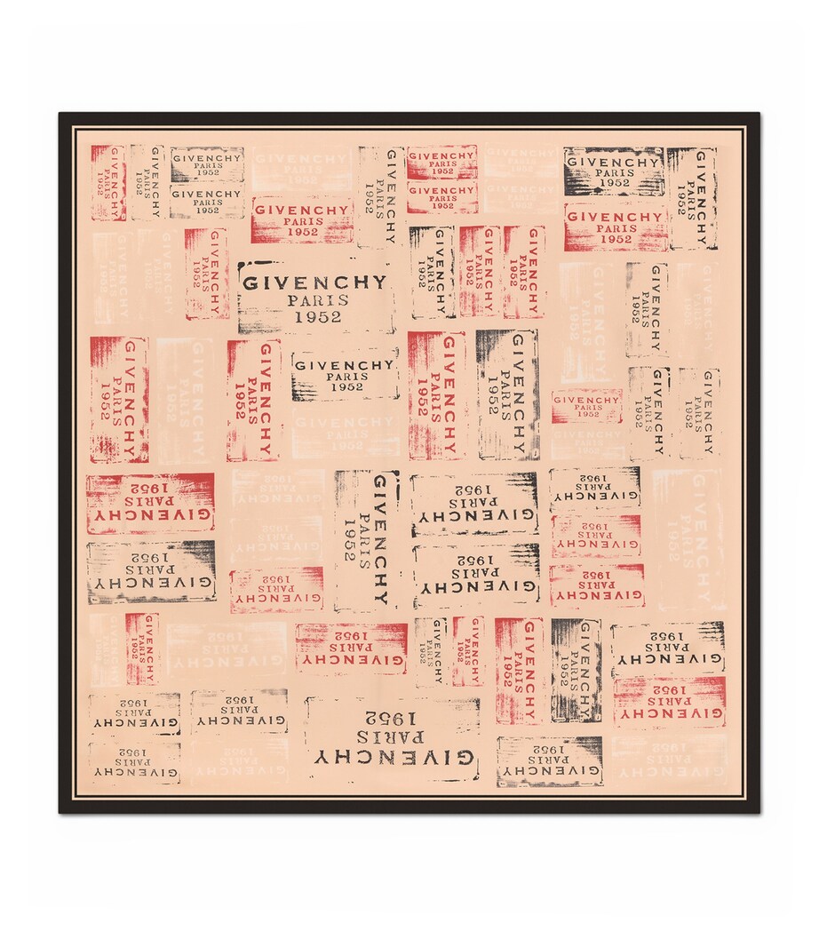 Silk Stamp Square Shawl BEIGE Image 1