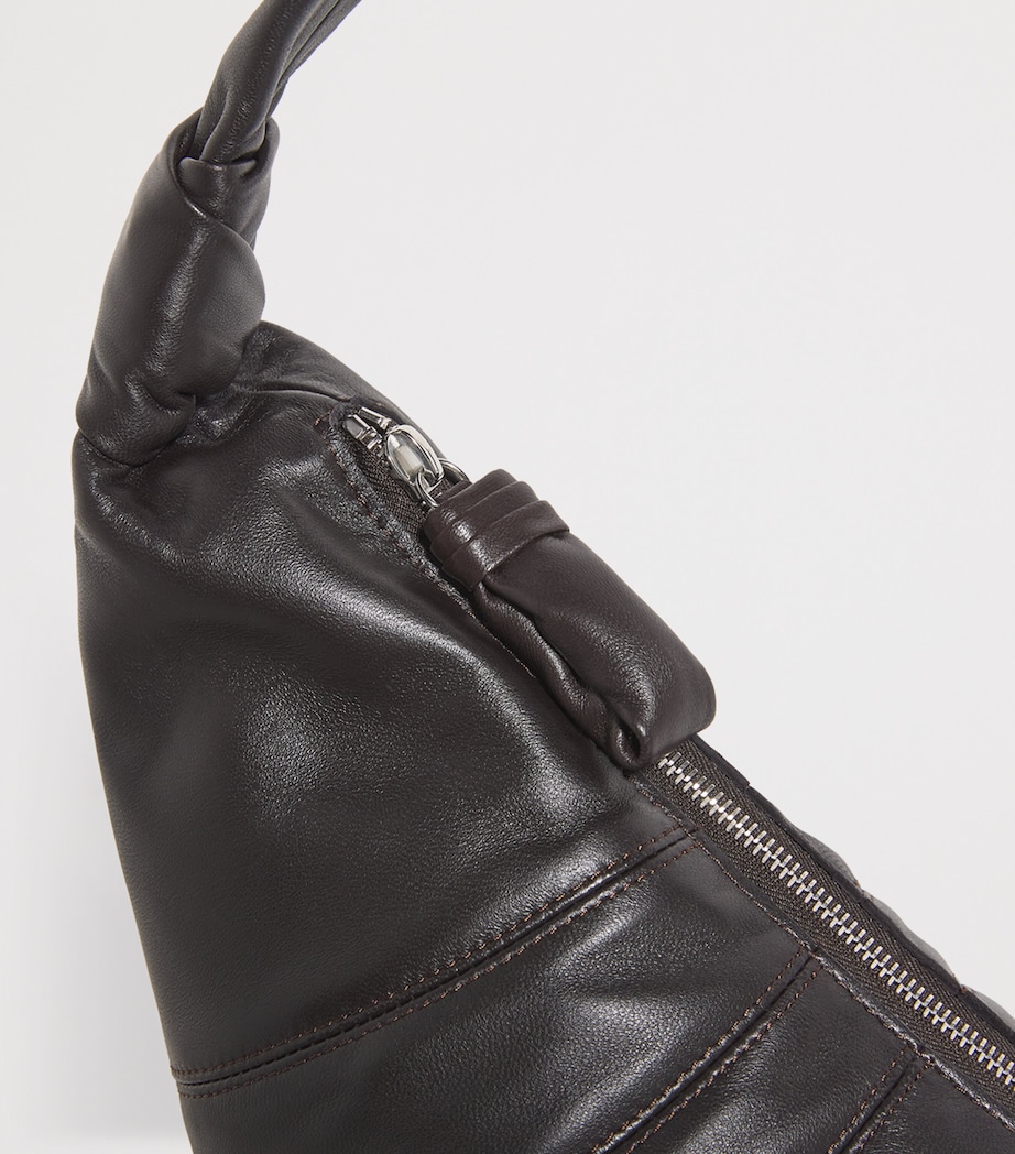 Medium Grained Leather Croissant Shoulder Bag DARK CHOCOLATE BR490 Image 6