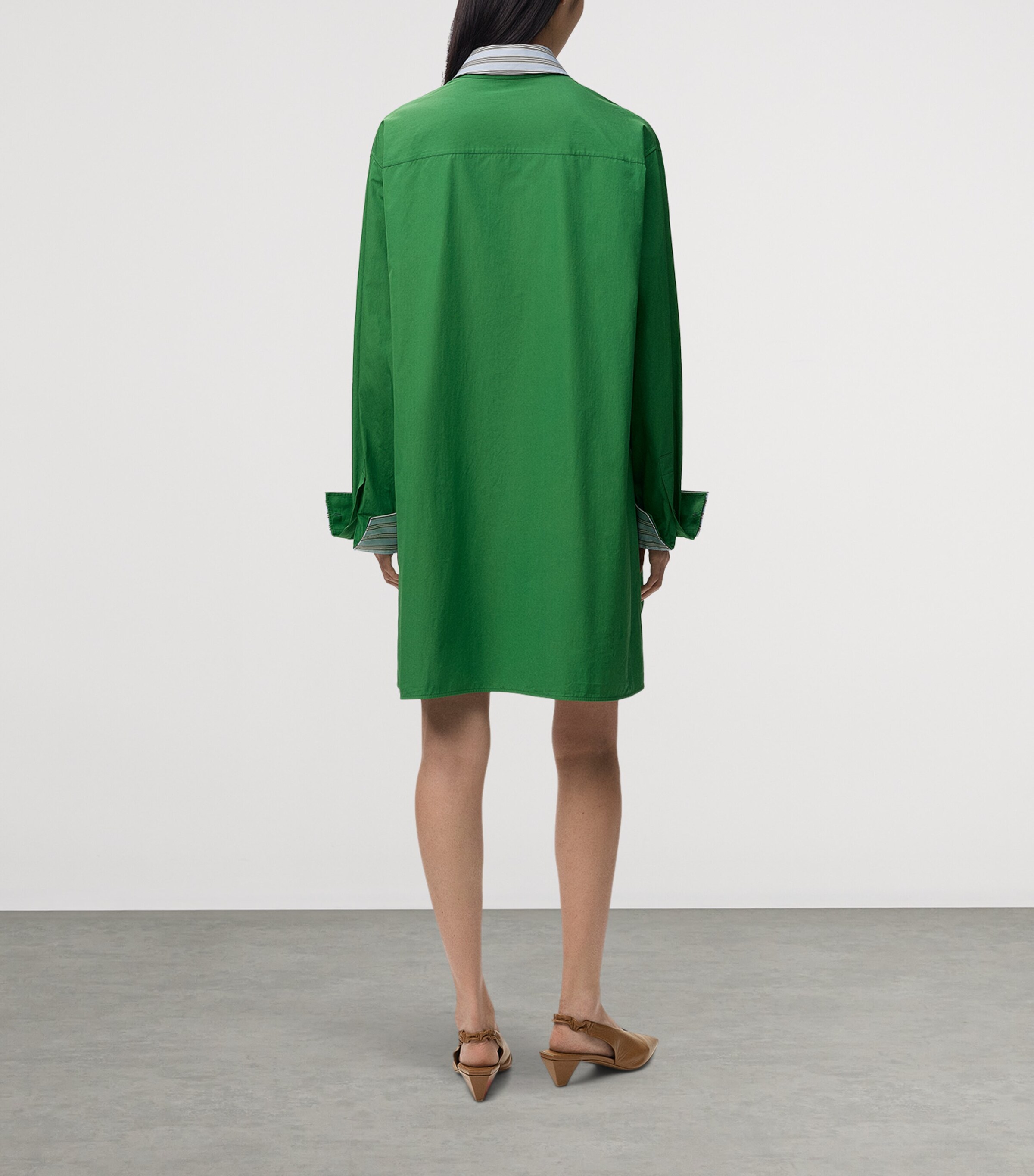 LOEWE Womens Layered Mini Shirt Dress Green Image 3