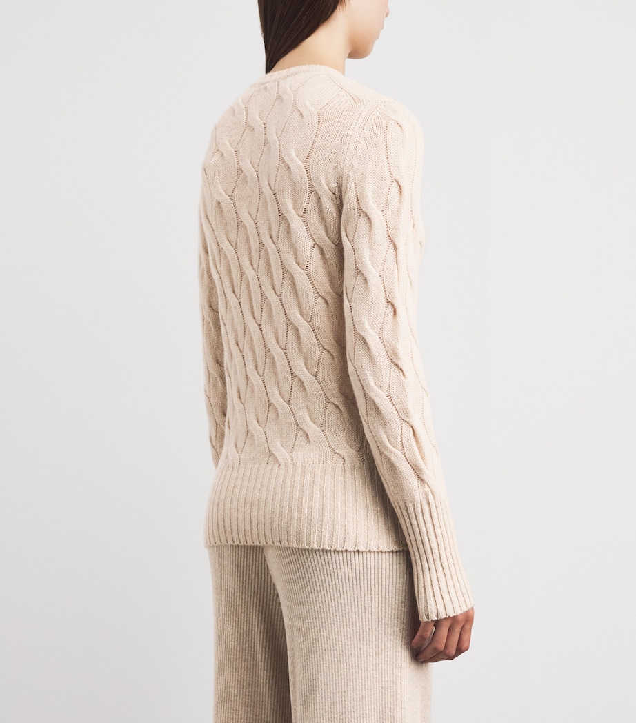 Johnstons Of Elgin Womens Cashmere Cable-Knit Sweater Natural Image 5