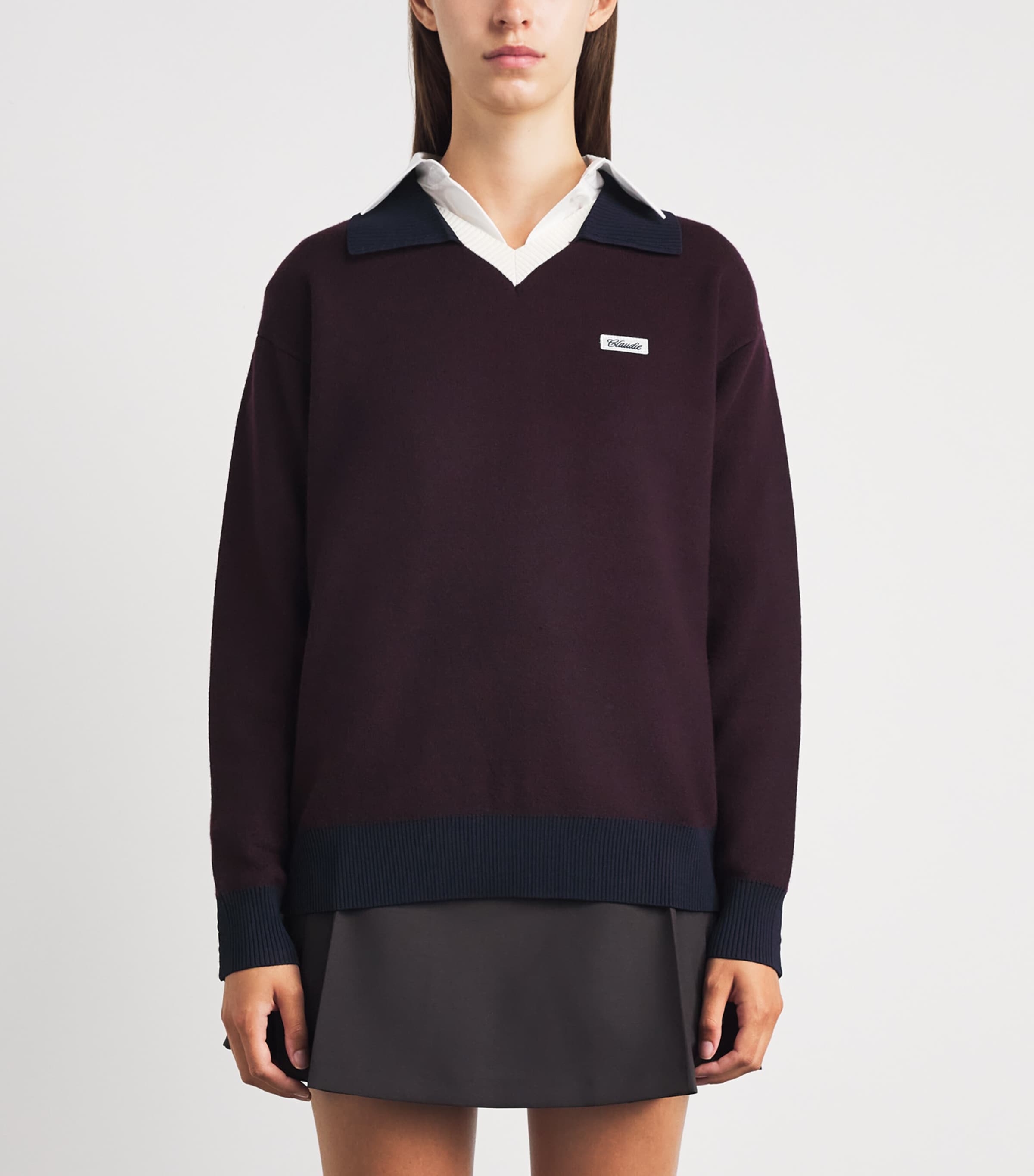 Claudie Pierlot Womens Wool-Blend Polo Sweater Multicolored Image 4