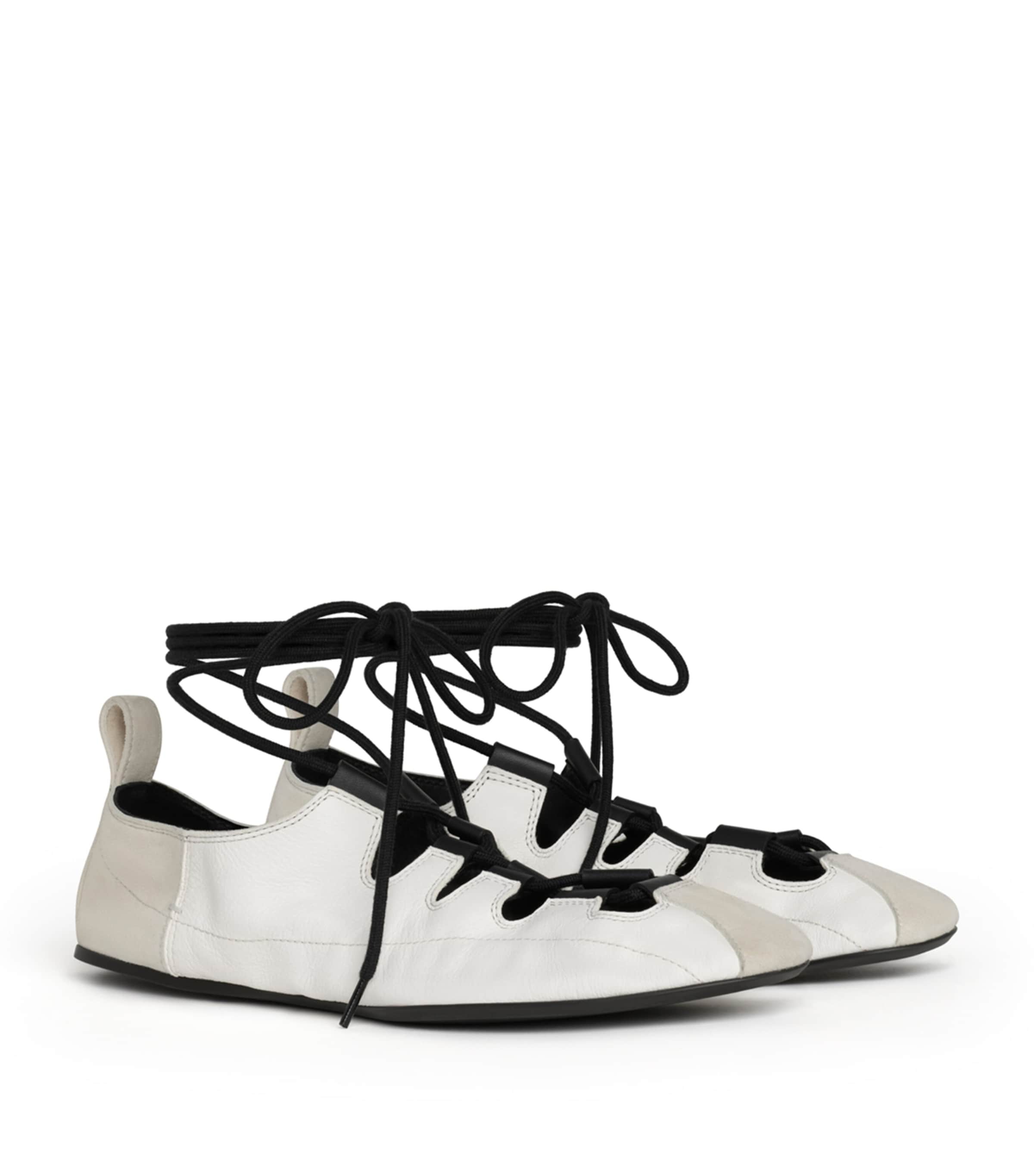 Alaïa Lambskin Lace-Up Ballet Flats Blanc Image 3