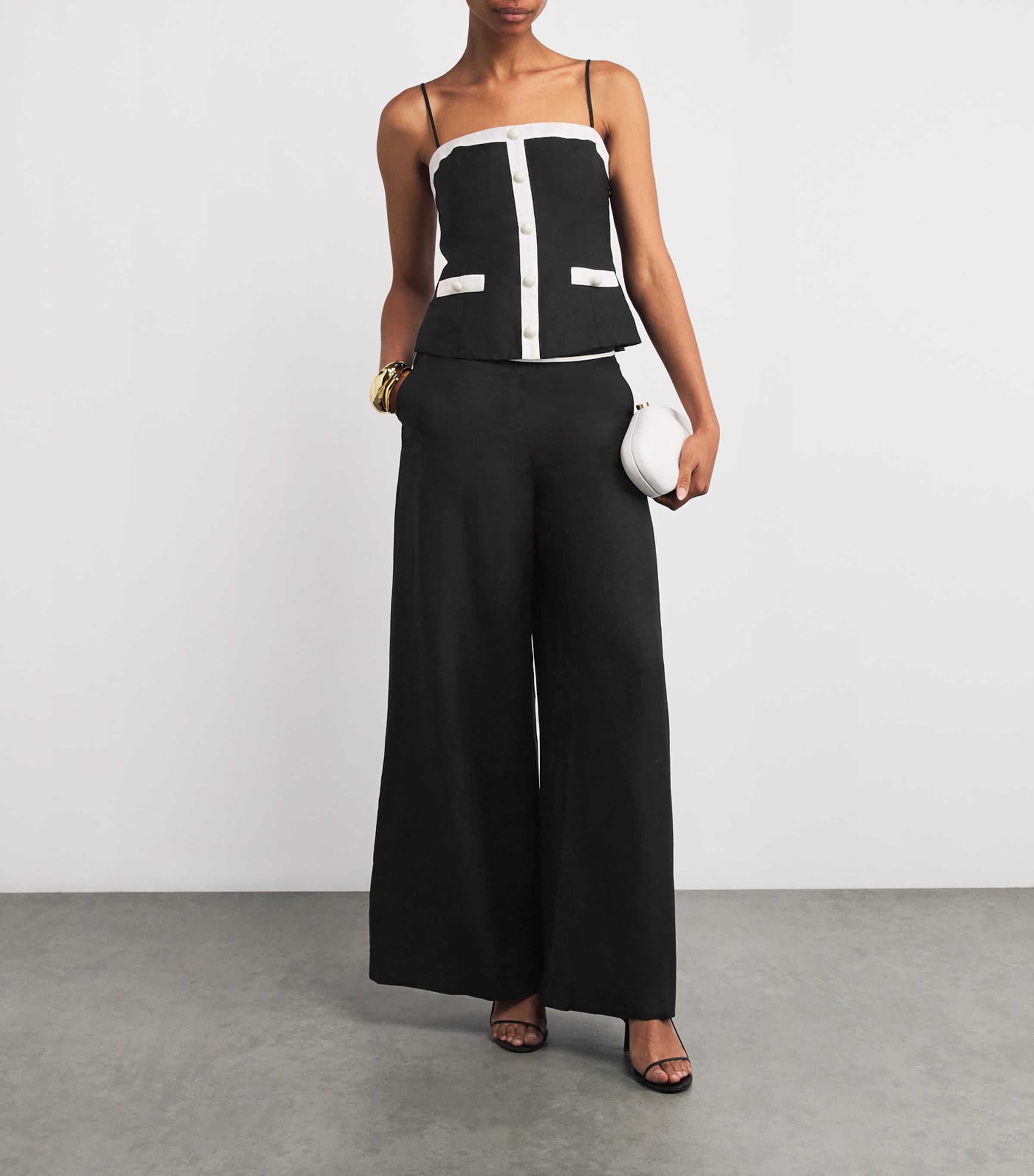 Linen-Blend Eleanor Cami Top BLACK MULTI Image 2