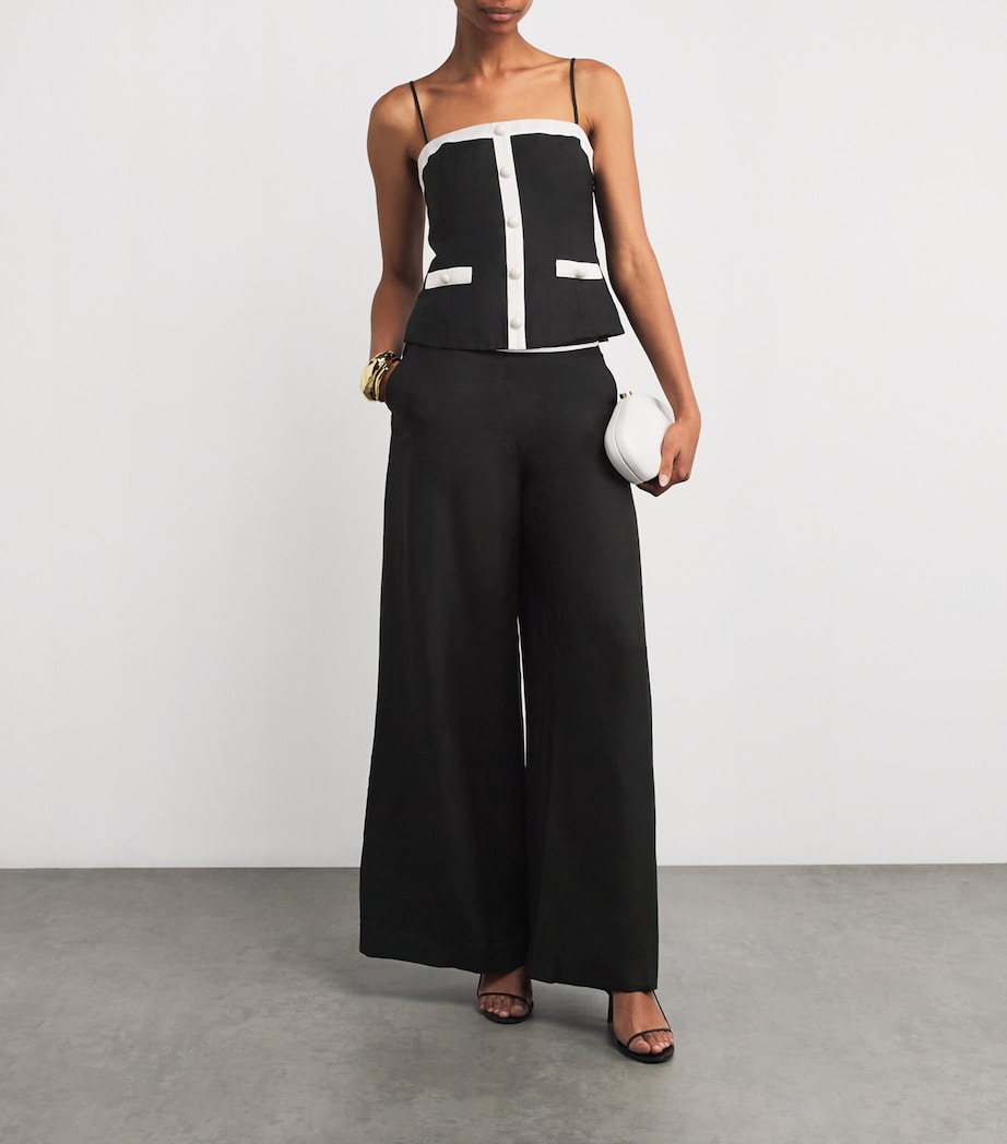 Linen-Blend Eleanor Cami Top BLACK MULTI Image 2