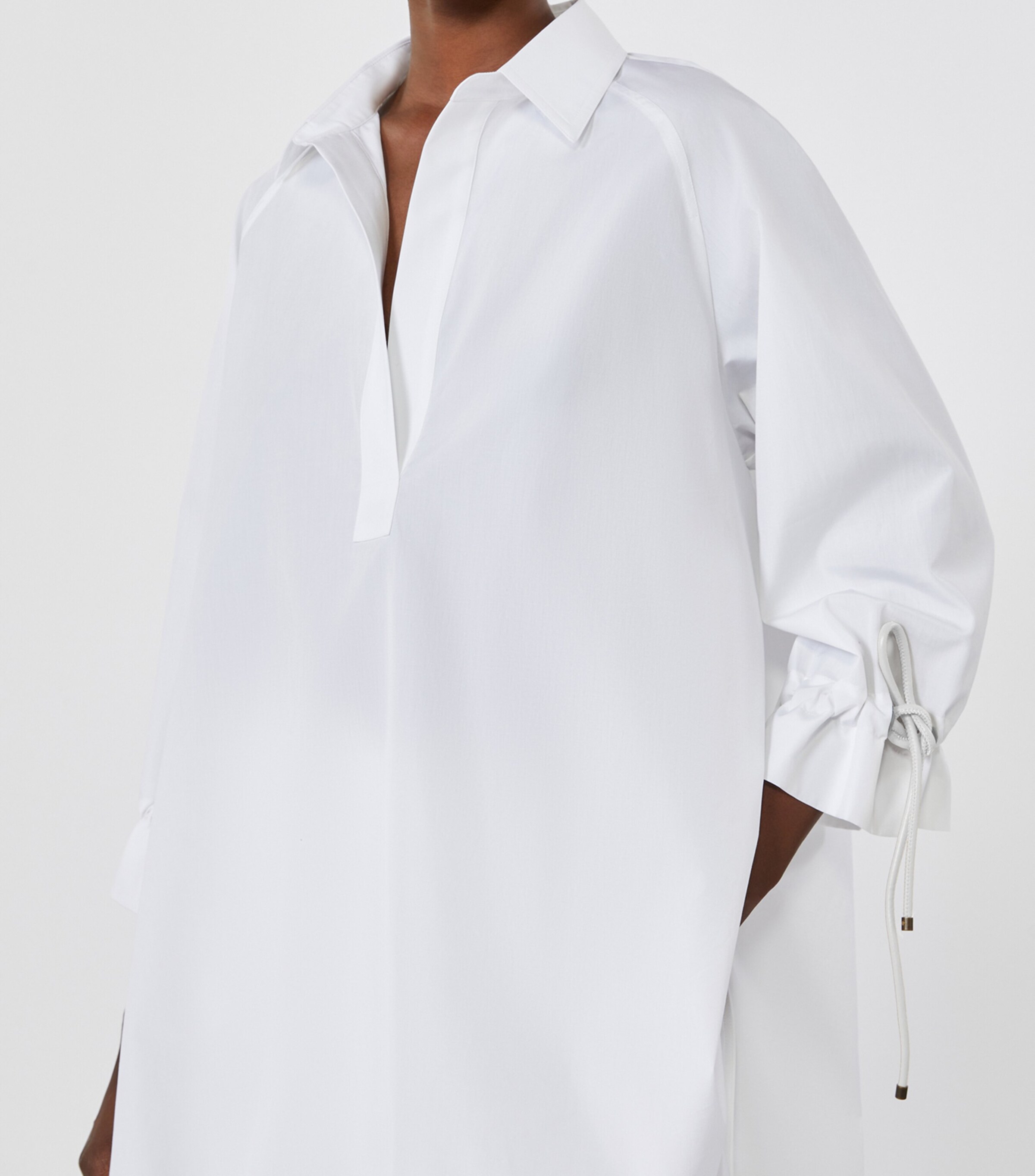 Max Mara Womens Cotton Poplin Drawstring Blouse Optical White Image 5