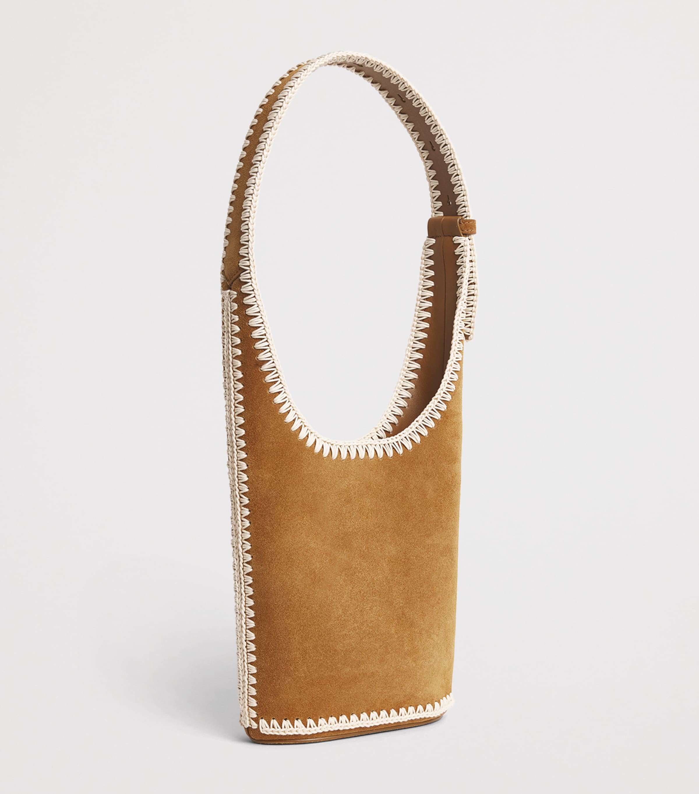 Veronica Beard Suede Whipstitch Loop Shoulder Bag Acorn Multi Image 3