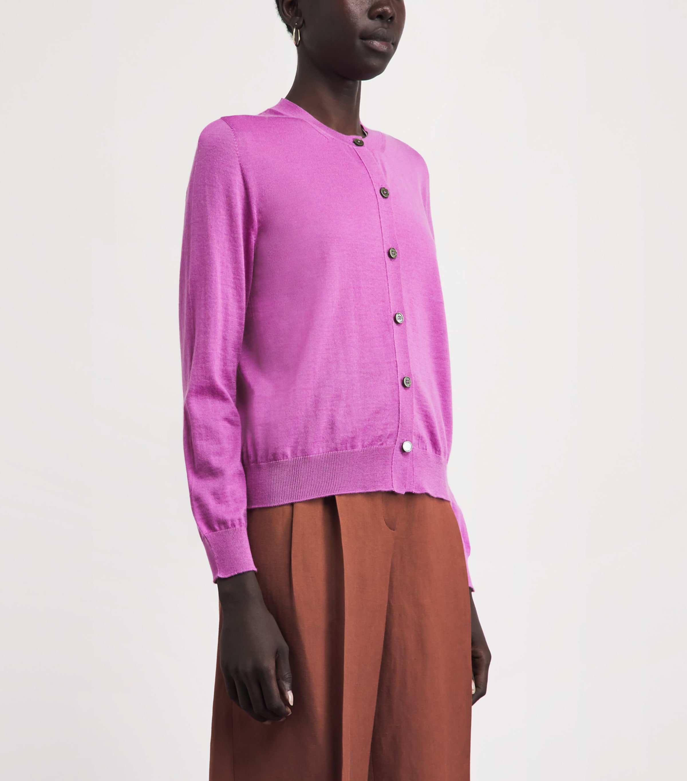 Johnstons Of Elgin Womens Cashmere Honor Cardigan Wild Orchid Image 4