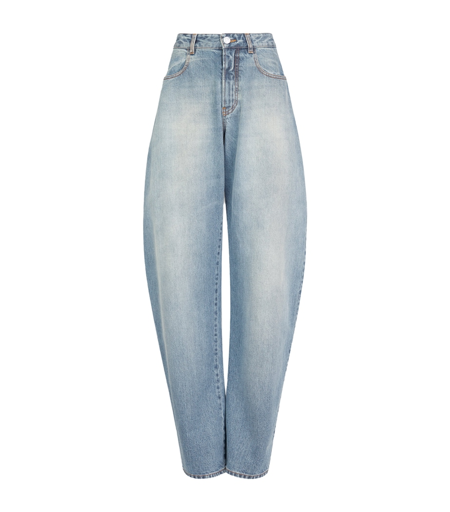Alaïa Womens Japanese Denim Balloon Jeans Faded Blue Image 1