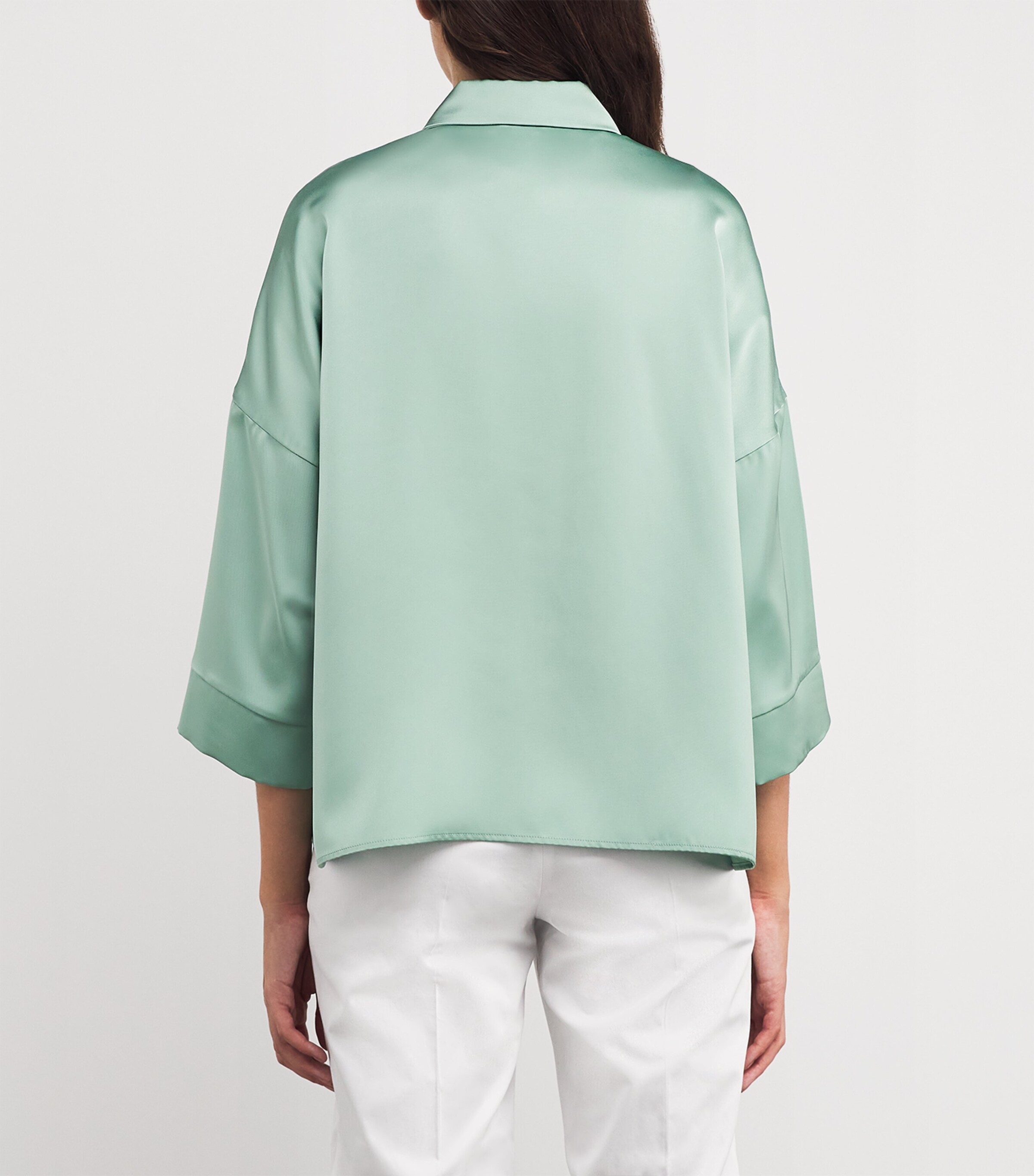 MAX&Co. Womens Satin Shirt Water Green Image 4