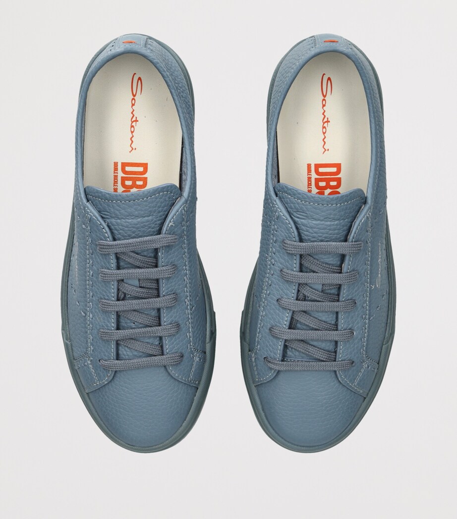 Santoni Leather DBS Sneakers Teal Image 4