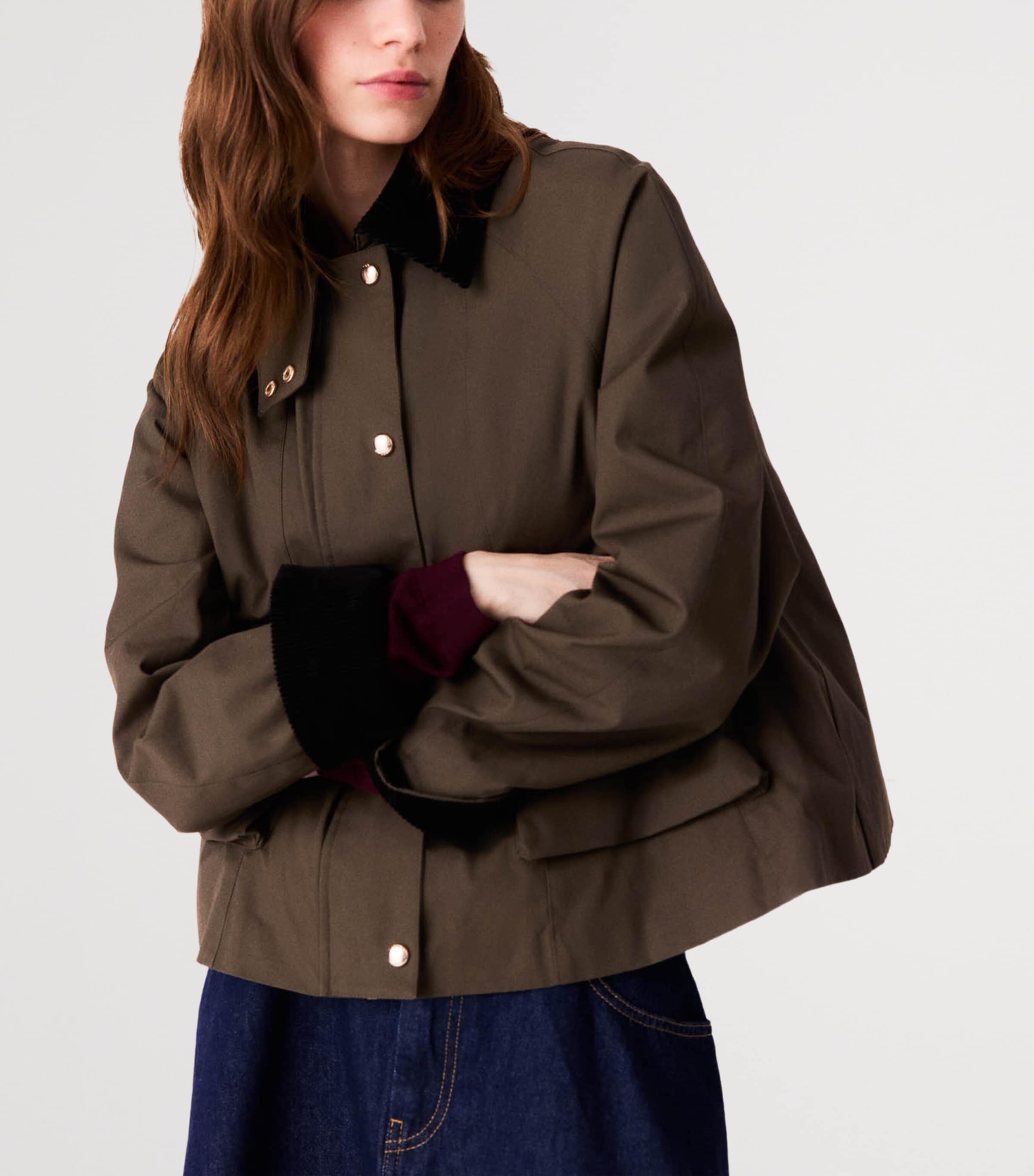 Maje Womens Detachable-Gilet Utility Jacket Khaki Image 6