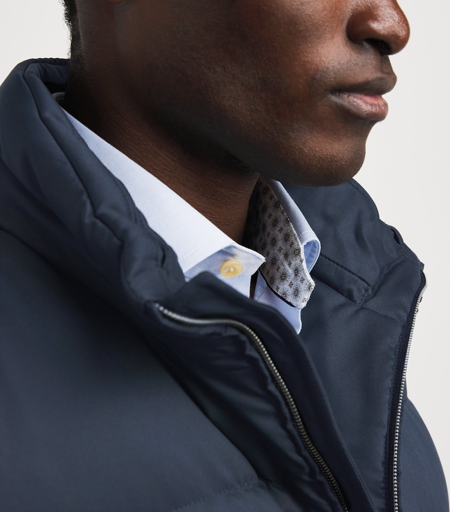 Herno Mens Faux Fur Collar Quilted Down Gilet Blu Navy Image 6