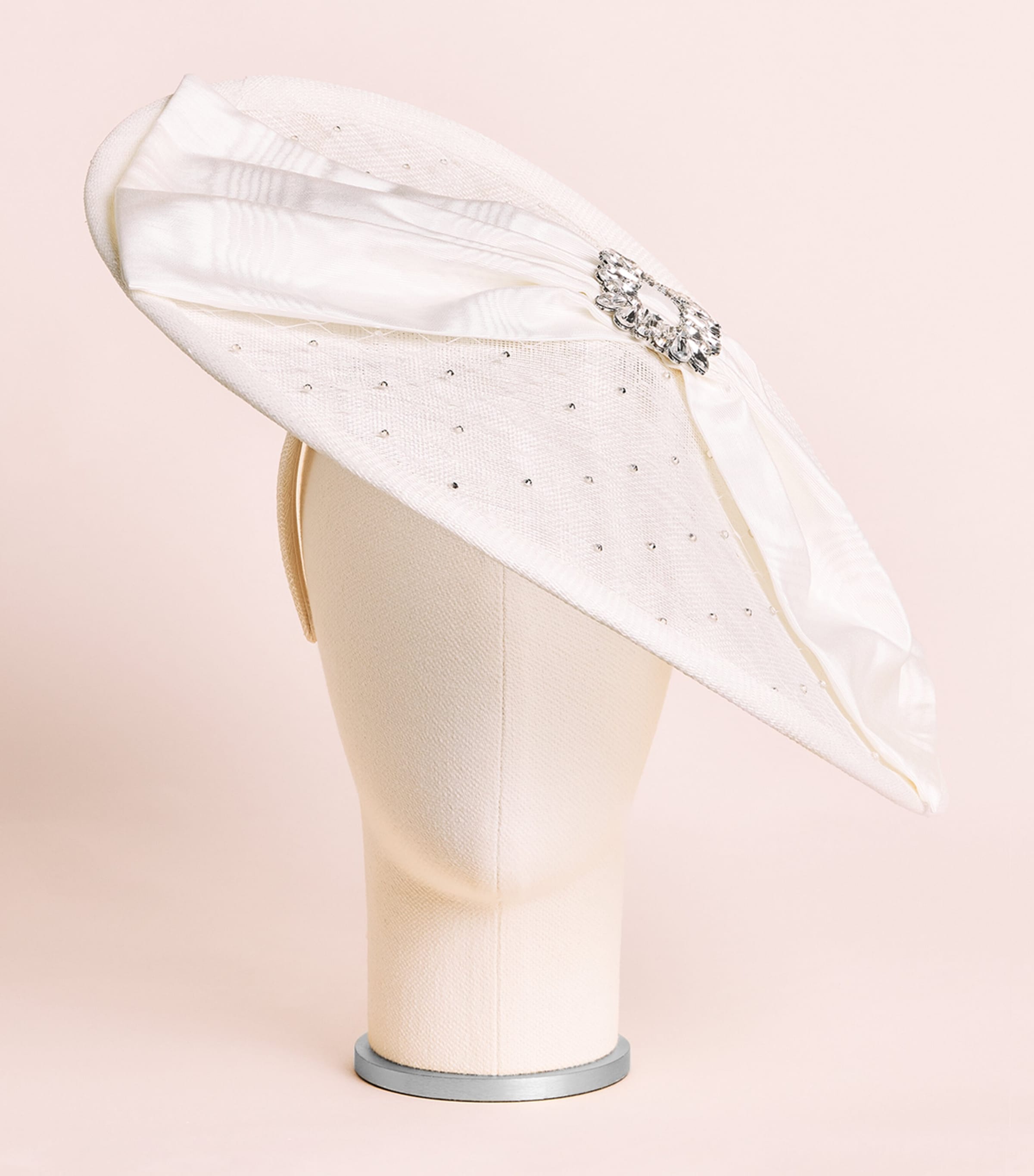Victoria Grant Sinamay Straw Silk Bow Disc Hat Ivory Image 2