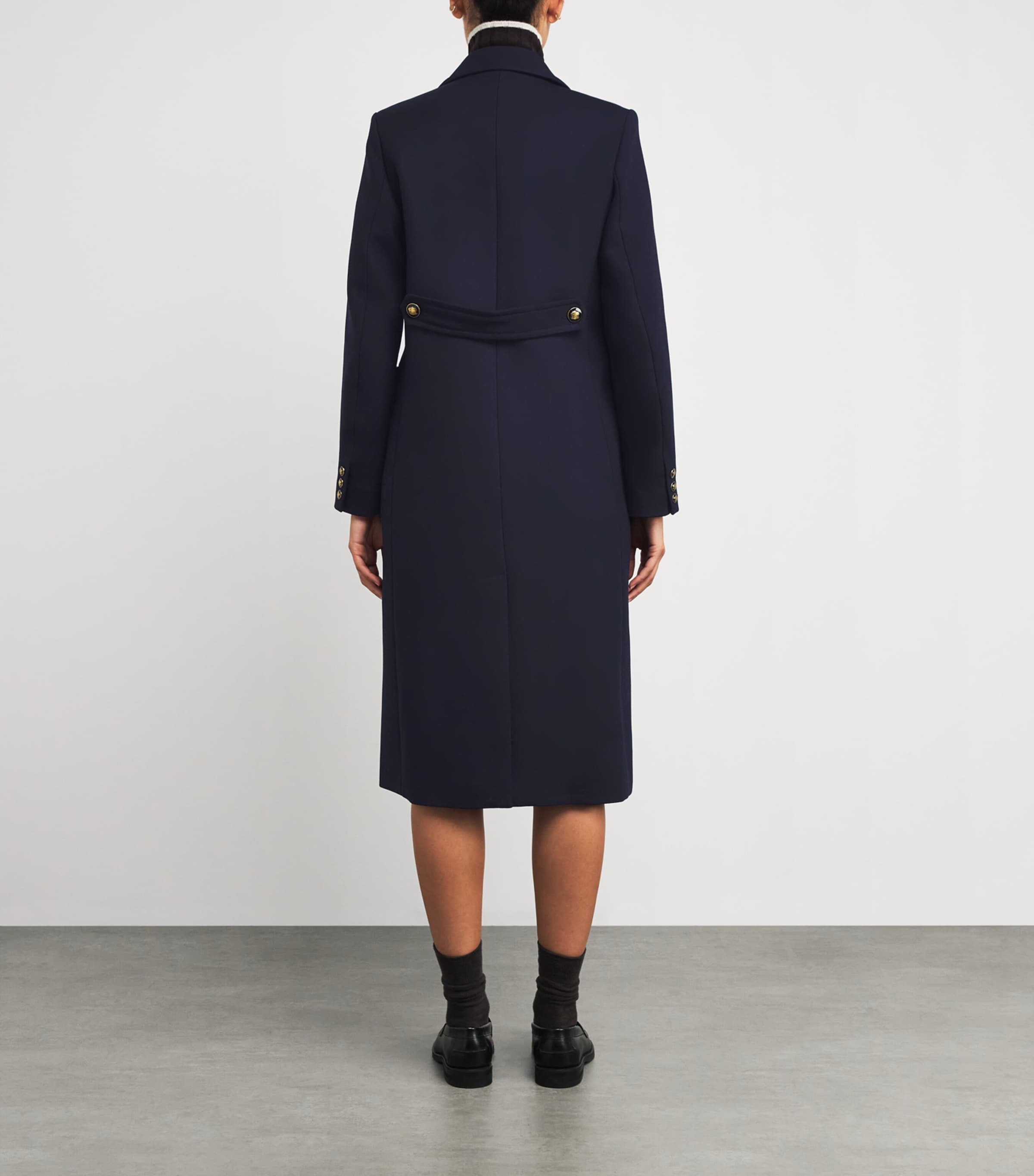 Double-Breasted Long Coat NAVY BLUE Image 4