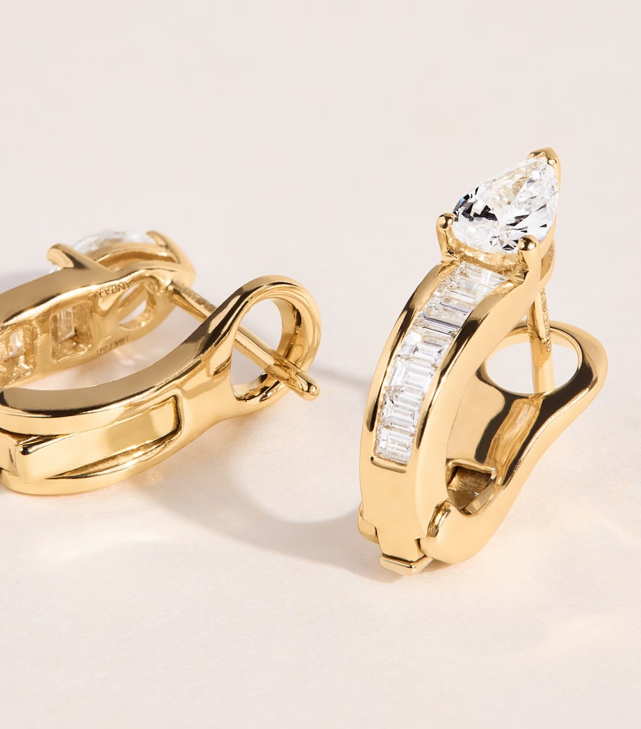 Anita Ko Yellow Gold and Diamond Saturn Huggie Earrings Yellow Gold Image 4