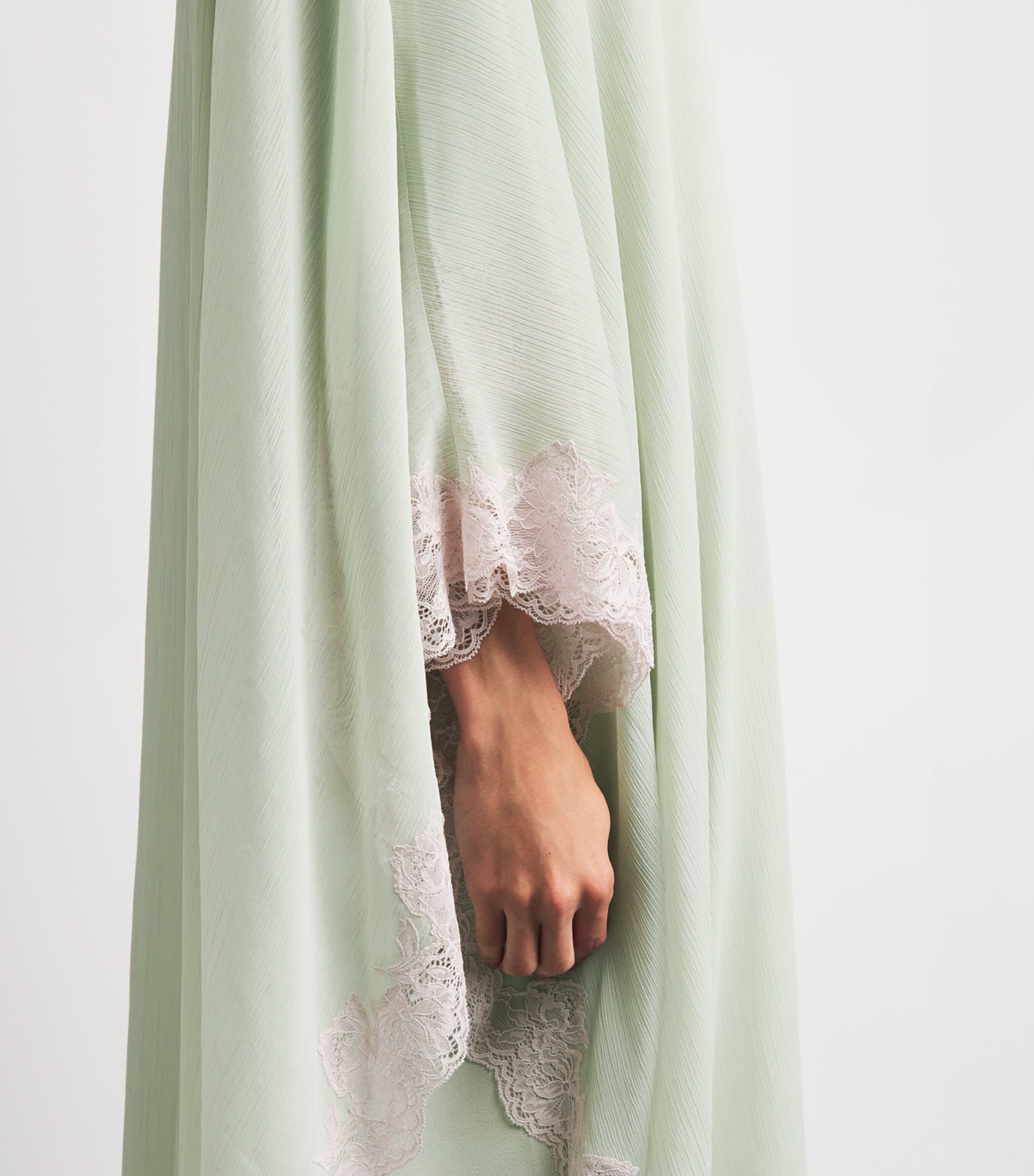 Bocan Womens Silk Chiffon Amara Kaftan Maxi Dress Sage Green Image 5