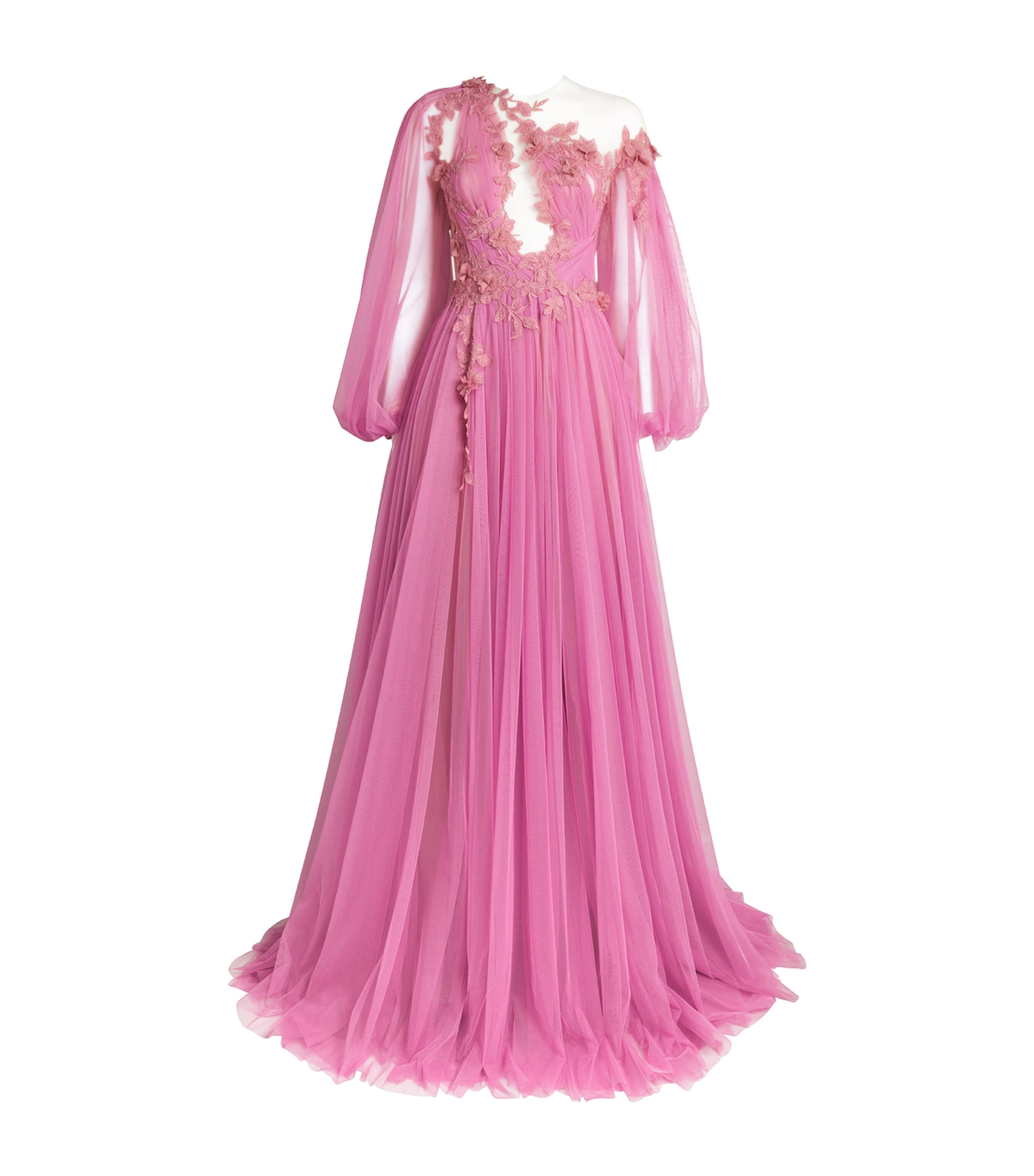 Marchesa Grecian Tulle Gown In Pink