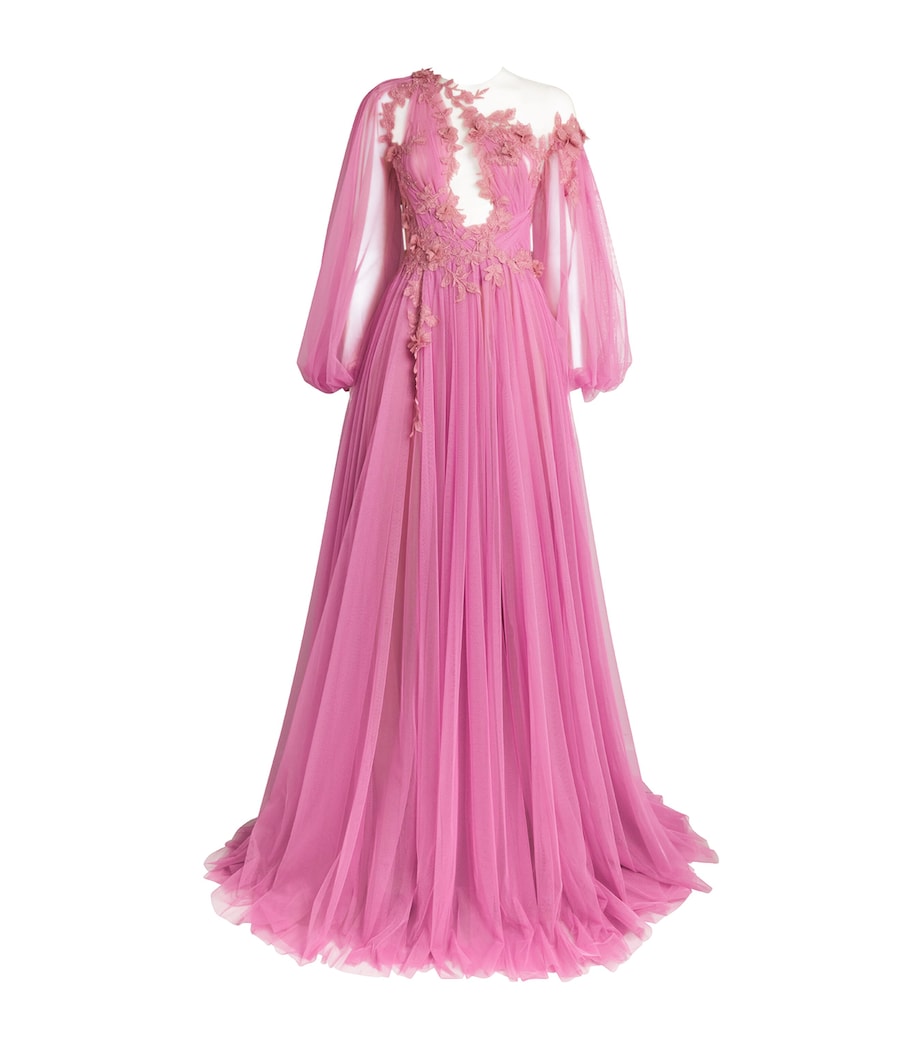 Marchesa Womens Grecian Tulle Gown Rose Image 1