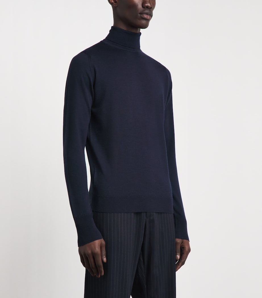Alan Scott Mens Superfine Merino Wool Rollneck Sweater Midnight Image 4
