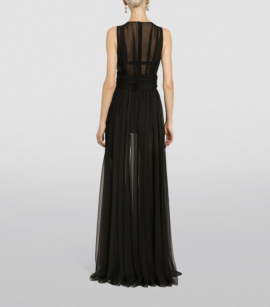 Ruched V-Neck Gown N0000-BLACK Image 5