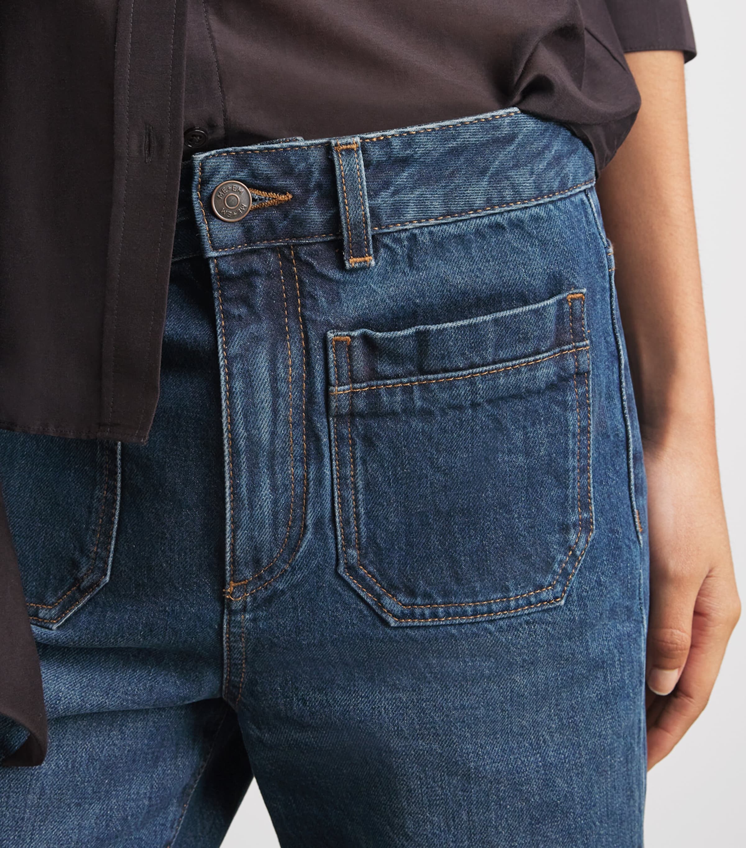 ME+EM Womens Leg Elongator Jeans Authentic Dark Wash Image 3