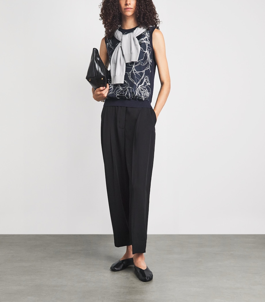 Fabiana Filippi Womens Silk-Blend Floral Sleeveless Blouse Blu Notte Image 2