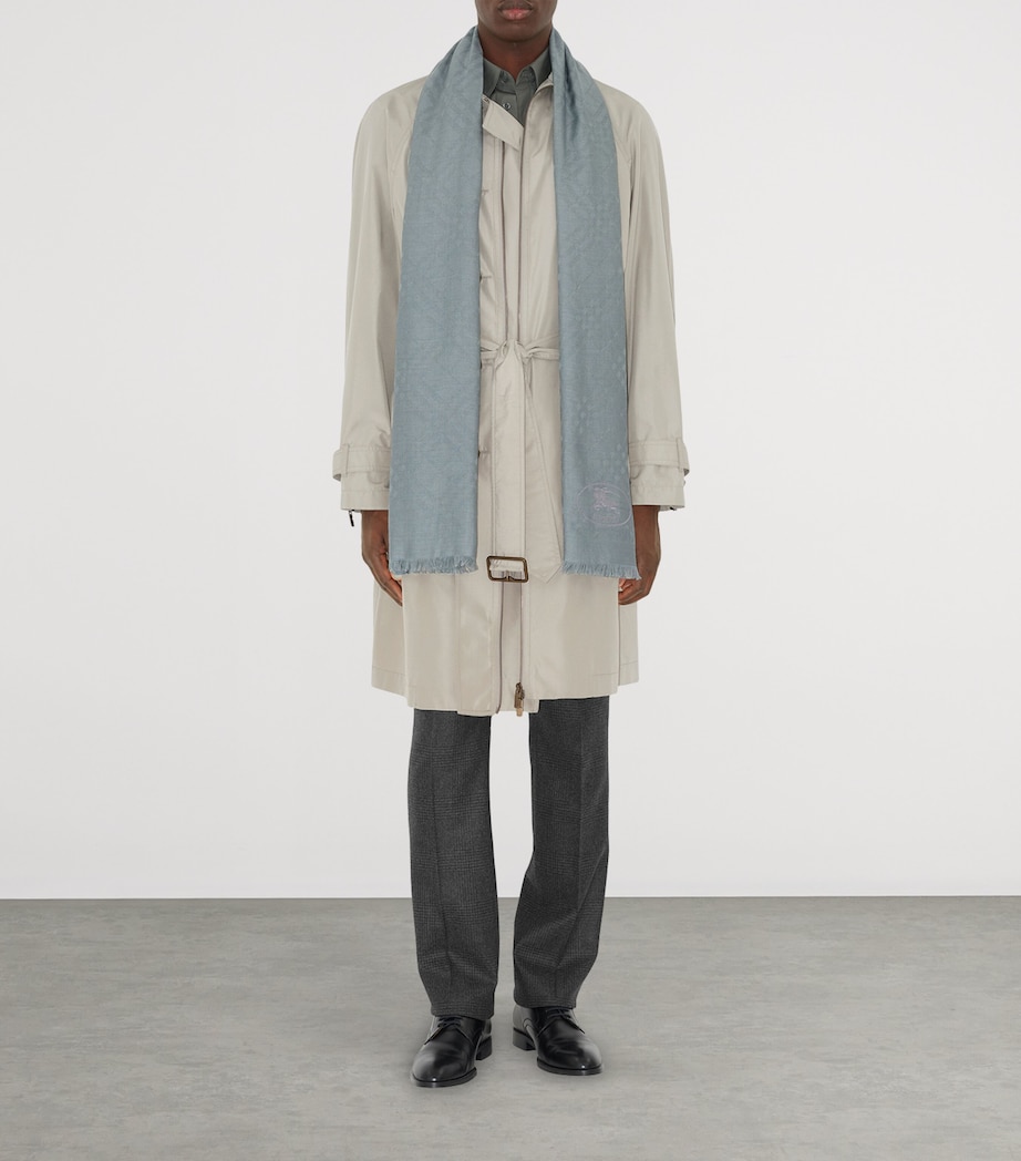 Wool-Silk Wide Check Scarf INDEX GREY Image 5