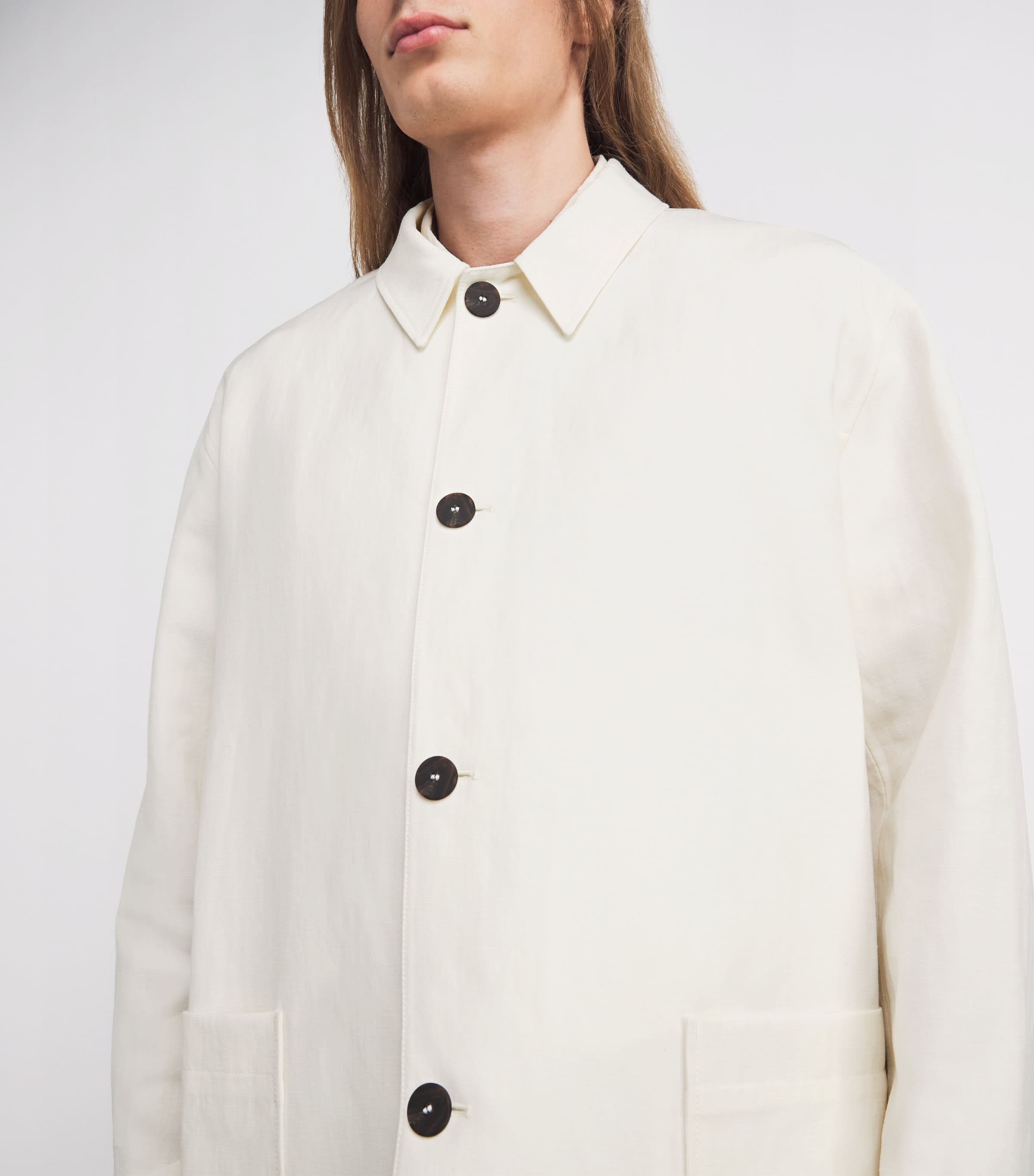 Studio Nicholson Mens Linen-Wool Nopi Jacket Parchment Image 6