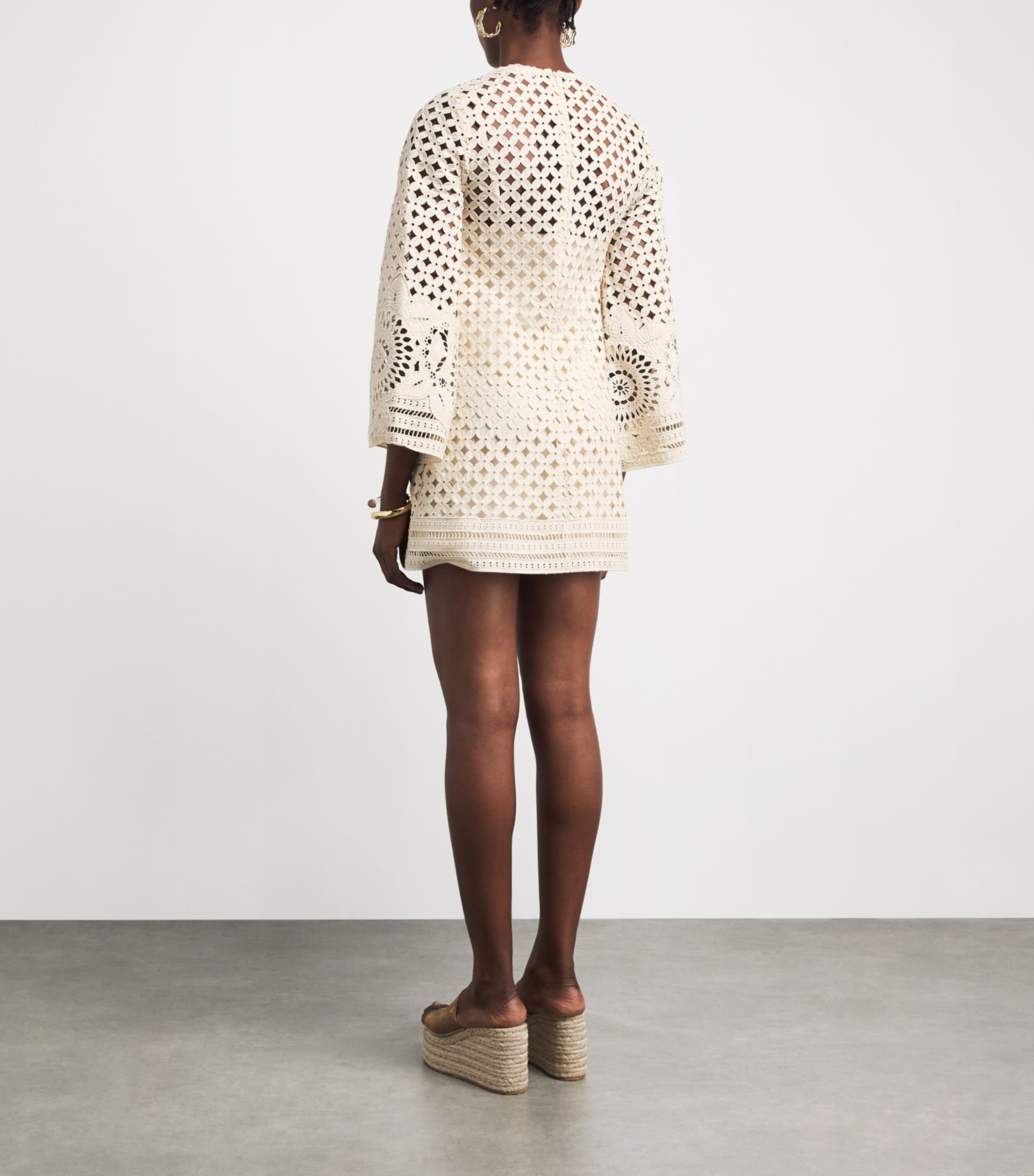 Zimmermann Womens Cotton Embroidered Indra Mini Dress Tea Tea Image 4