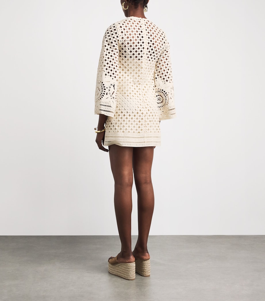 Zimmermann Womens Cotton Embroidered Indra Mini Dress Tea Tea Image 4