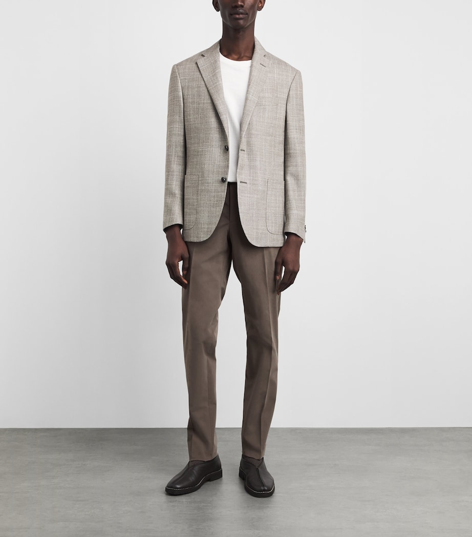 Corneliani Mens Stretch-Cotton-Cashmere Trousers Natural / Beige Image 2