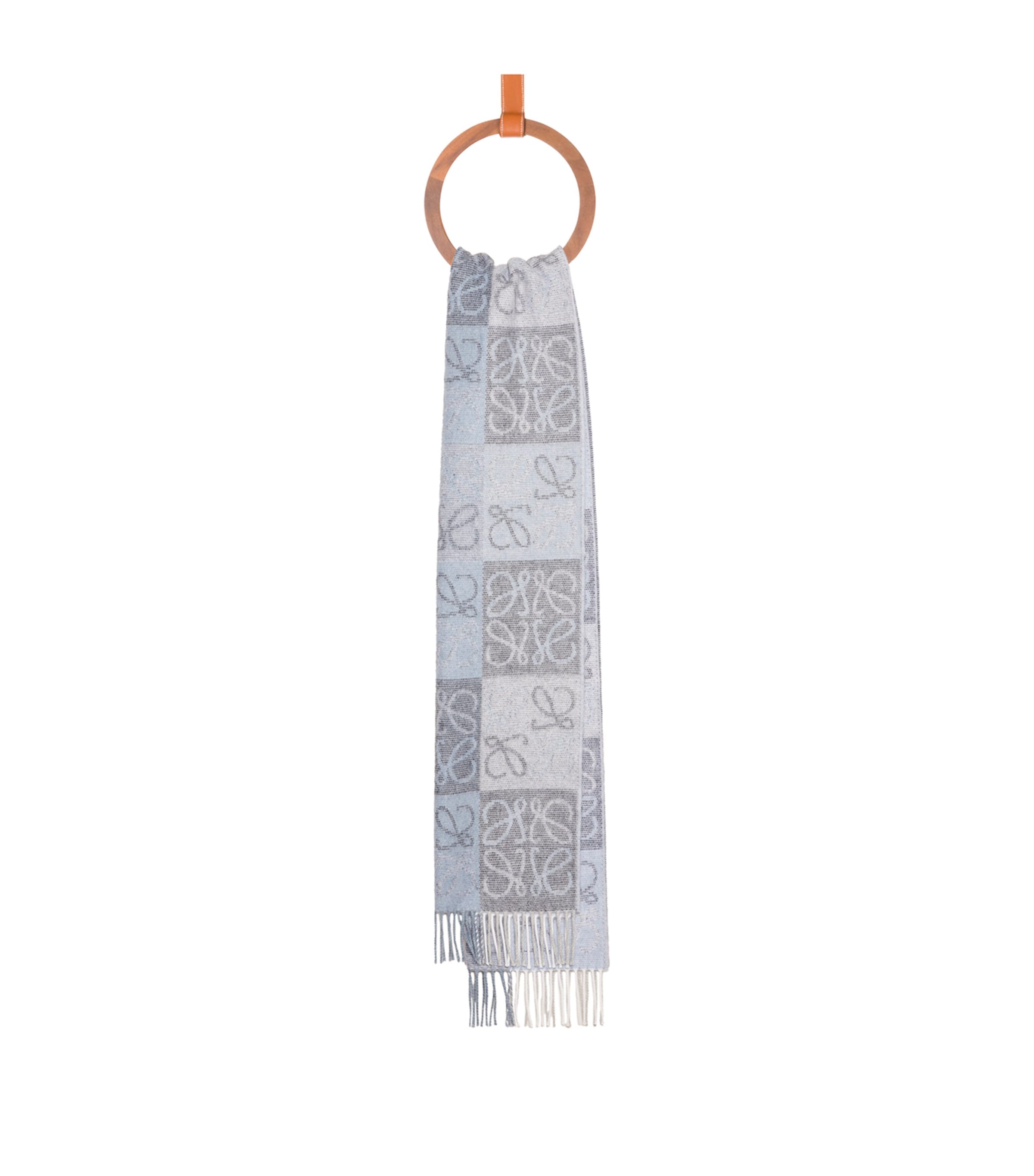 Loewe Wool-cashmere Anagram Scarf In Blue