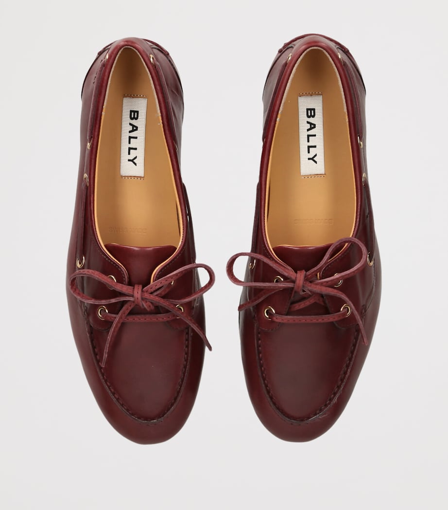 Bally Leather Pathy Boat Shoes Wine Image 4