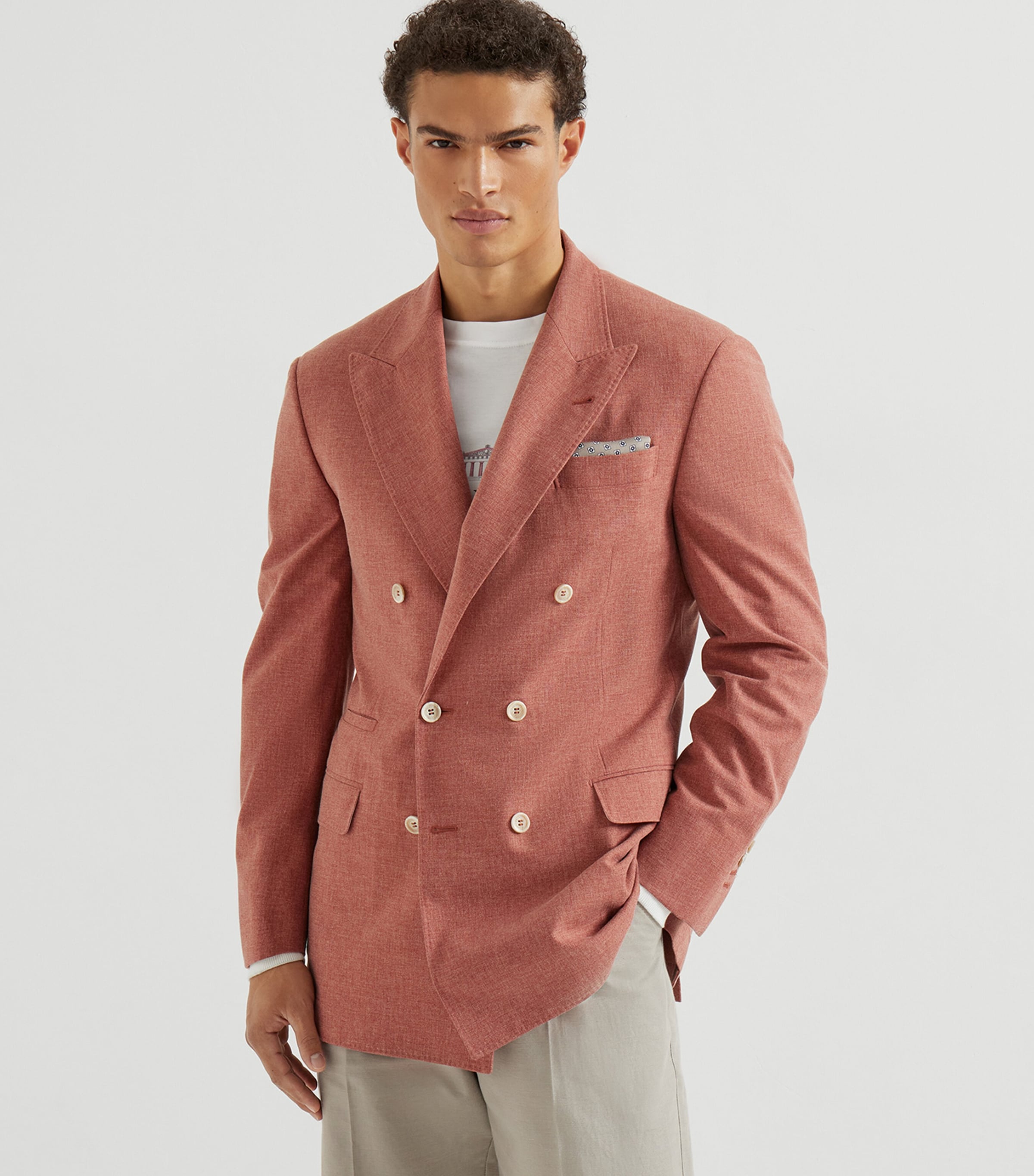 Brunello Cucinelli Mens Wool-Cotton-Silk Blazer Image 3