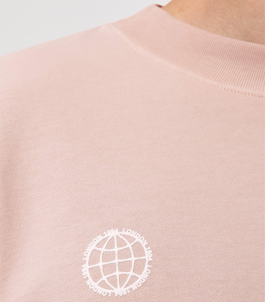 AllSaints Mens Organic Cotton Emblem Sweatshirt Sunbaked Pink Image 5