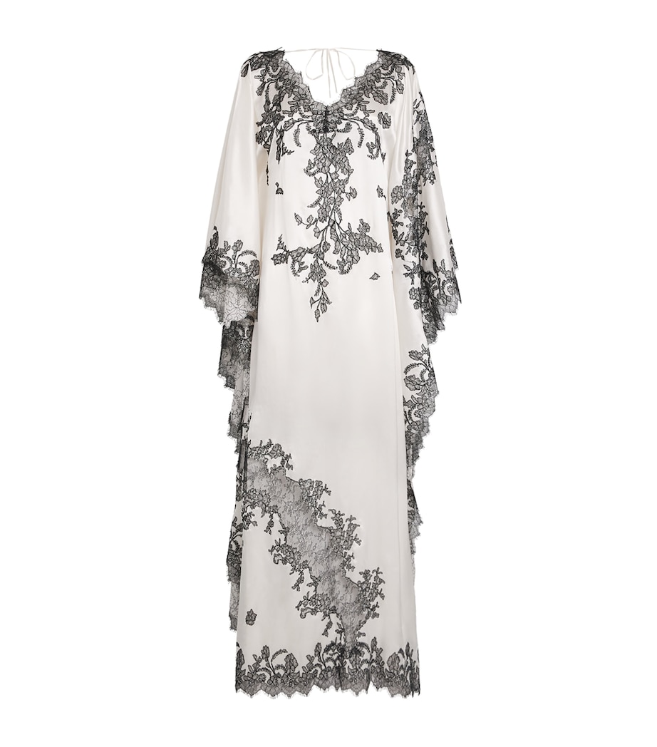 Silk Contrast Lace Kaftan BLACK/WHITE Image 1