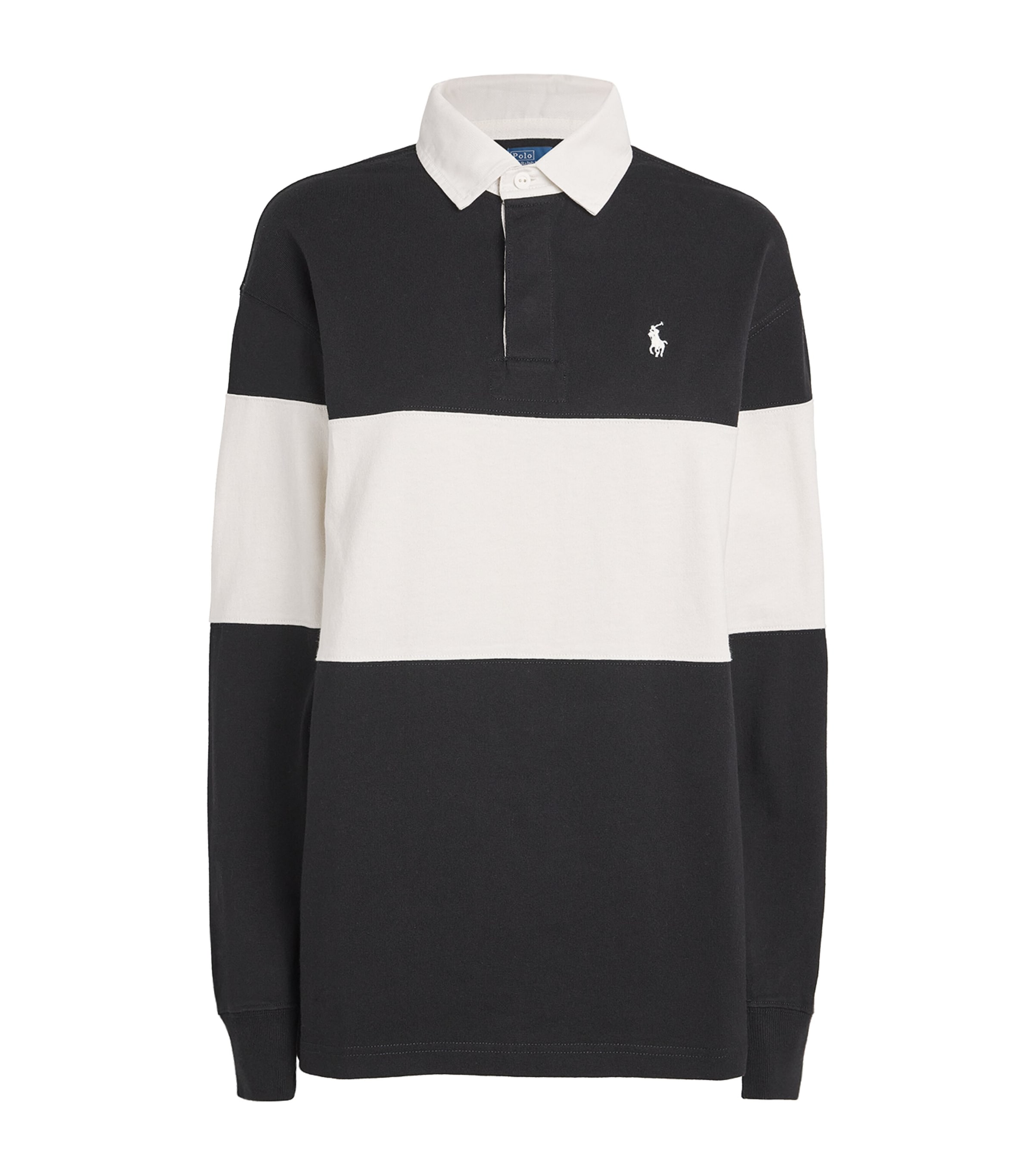 Polo Ralph Lauren Short Sleeves With Contrasting Collar And Striped Pattern In Black