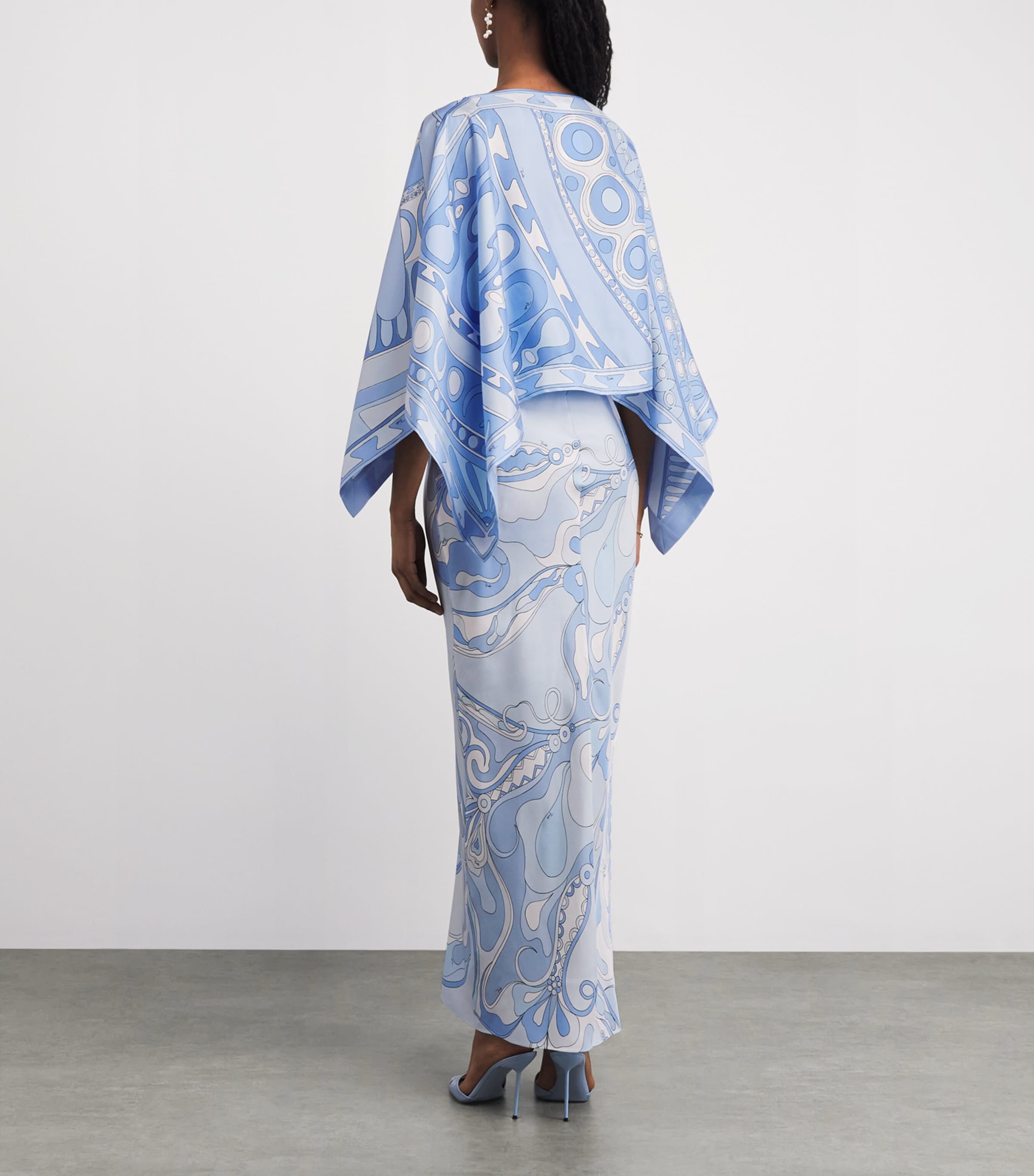 PUCCI Womens Silk Orchidee Cape Maxi Dress Pale Image 4