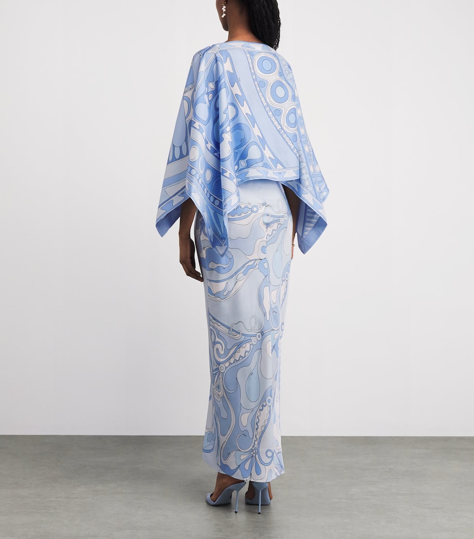 PUCCI Womens Silk Orchidee Cape Maxi Dress Pale Image 4