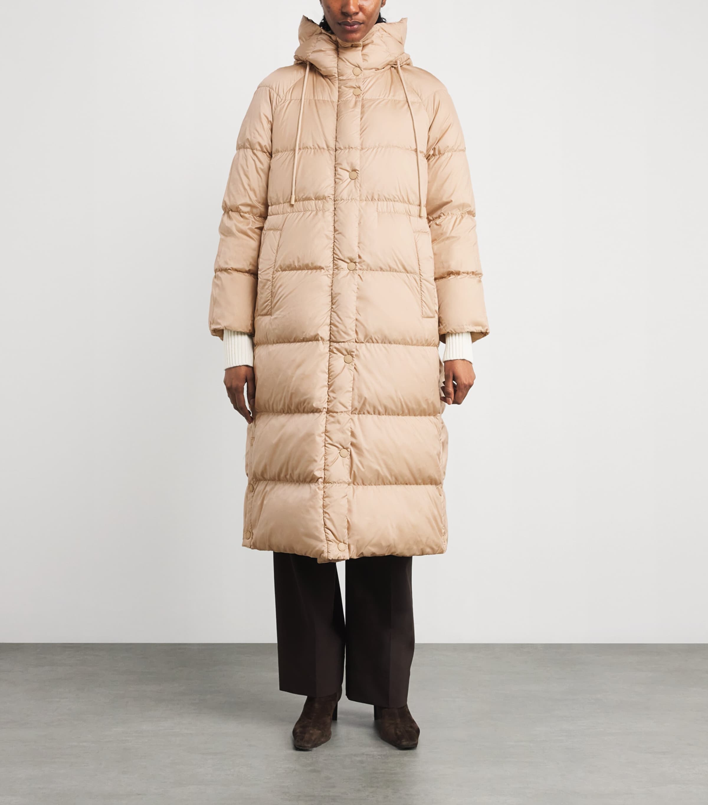 Down Water-Repellent Reversible Coat BEIGE Image 3