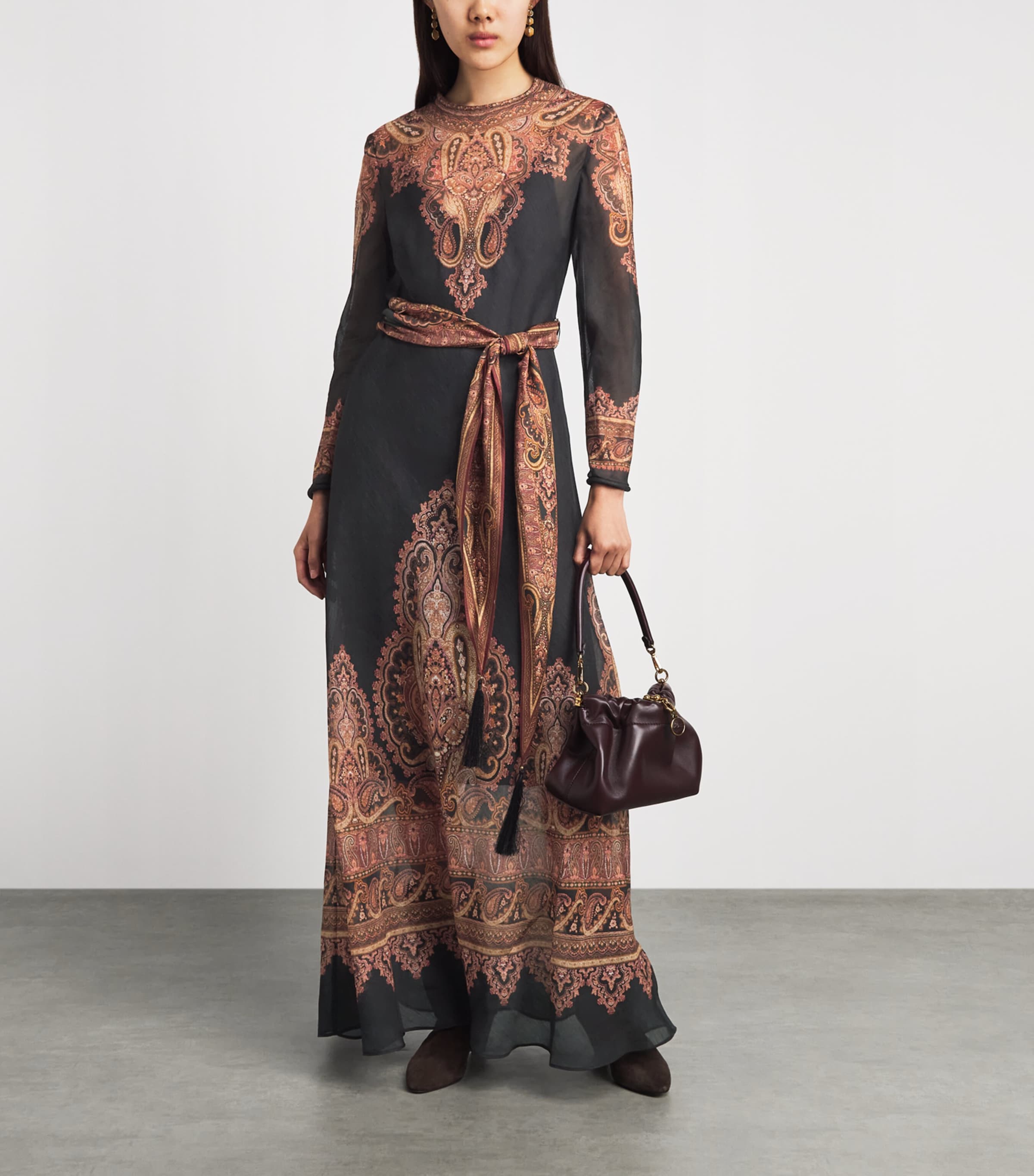 Zimmermann Womens Linen-Silk Ascent Maxi Dress Rose Paisley Image 2