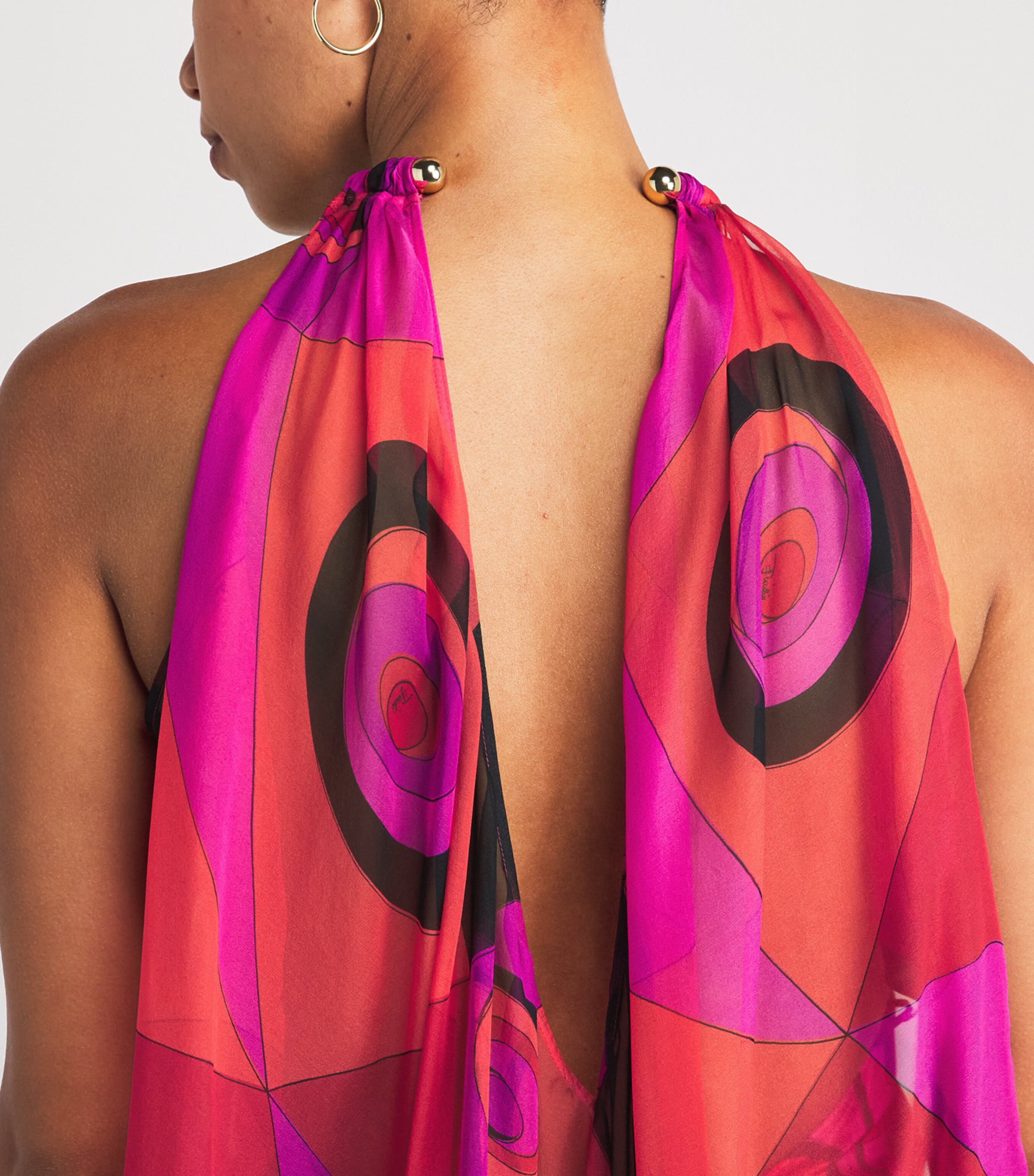 PUCCI Womens Silk Occhi Print Maxi Dress Fuchsia Image 5