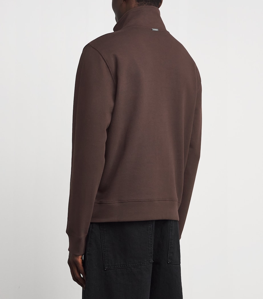 Sandro Paris Mens Cotton Half-Zip Sweater Chocolate Image 5