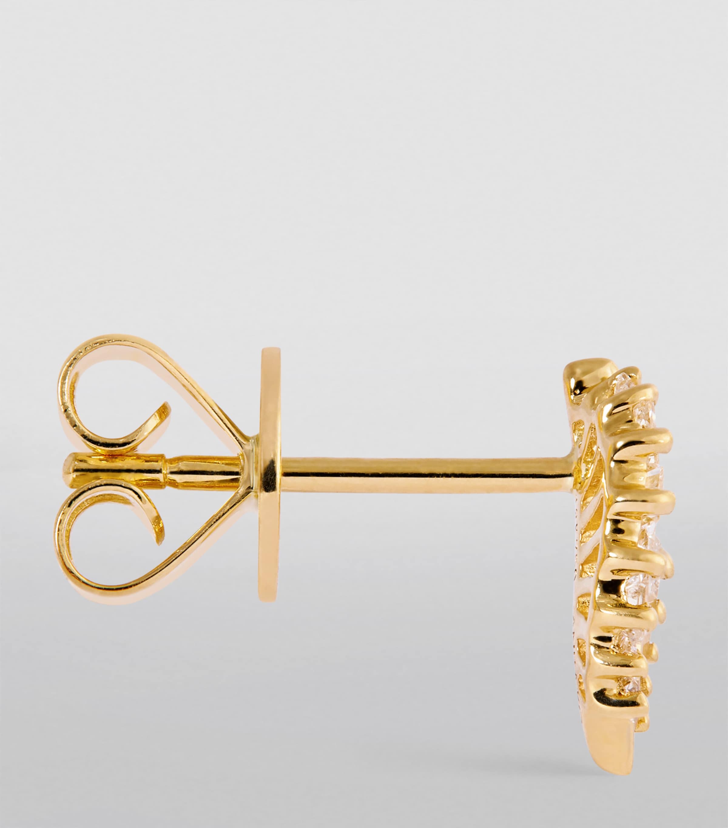 Yellow Gold and Diamond Palm Leaf Stud Earrings YELLOW GOLD Image 3